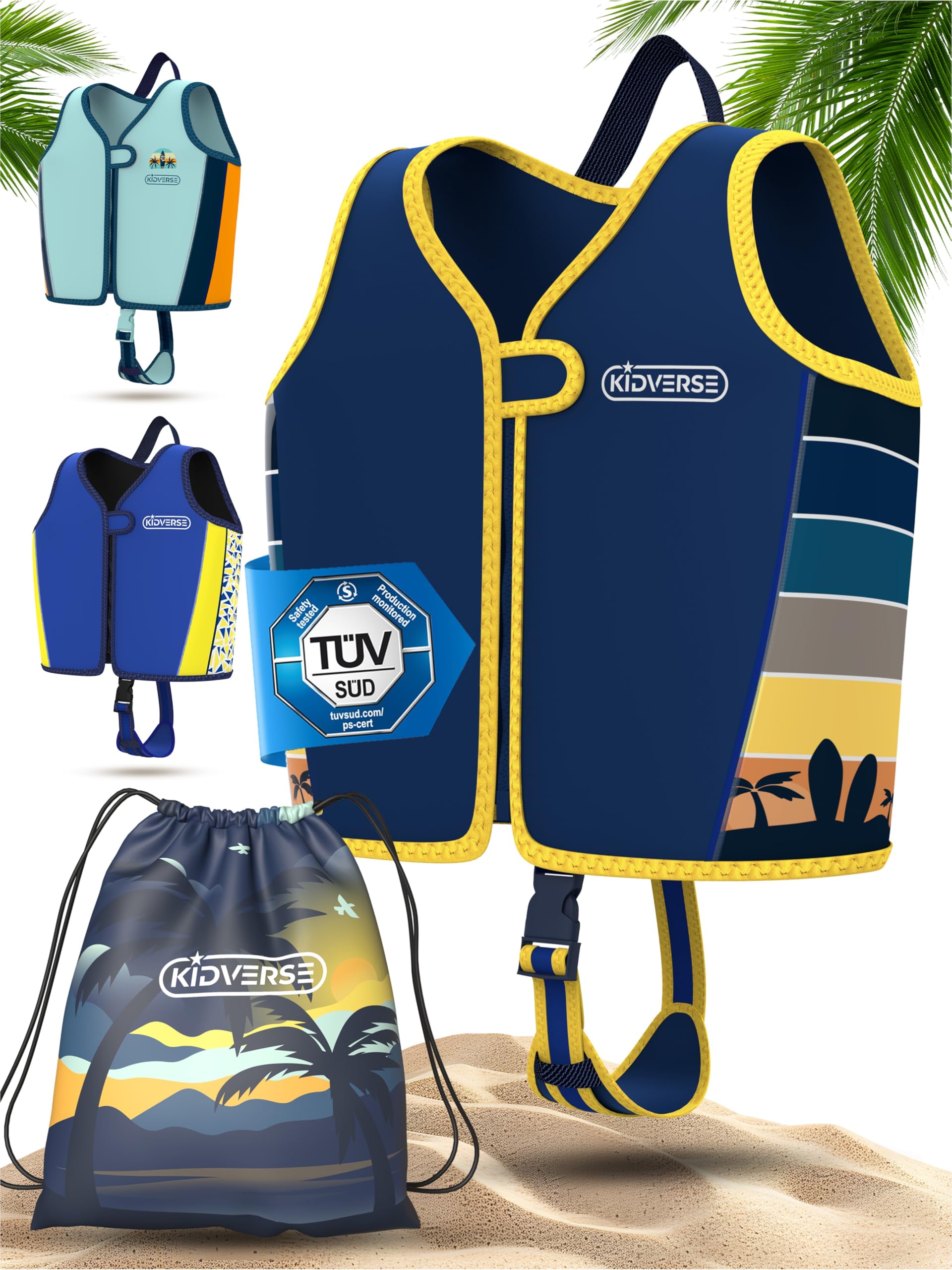 KIDVERSE Kids swim vest - CE & TÜV certified Toddler swim vest - Comfortable swimming float for Children - Swimming aids for kids 2 to 6 - Buoyancy aid
