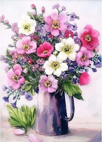 Miniatura 10 de Ausanrl Pintura de Diamantes de Flores para Adultos - Kit de Arte de Gemas de Plantas de Flores Amigable para Principiantes para Decoración de Pared