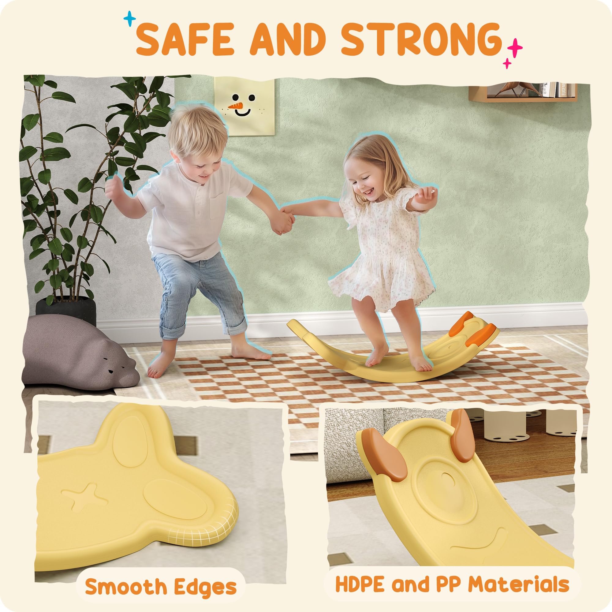 AIYAPLAY Tabla de equilibrio para niños, tabla oscilante para niños, tabla de equilibrio curvada para entrenamiento de equilibrio y juego sensorial