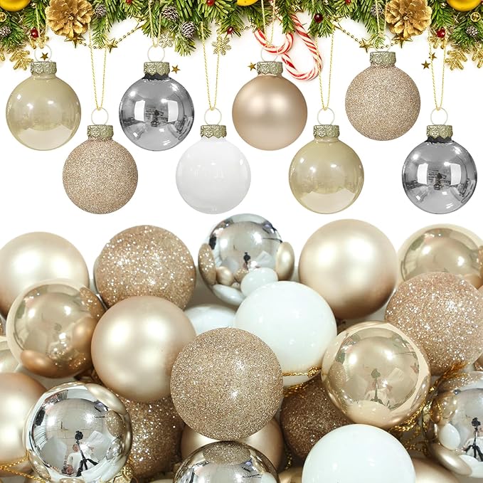 25 Pcs Mini Glass Christmas Ball Ornaments