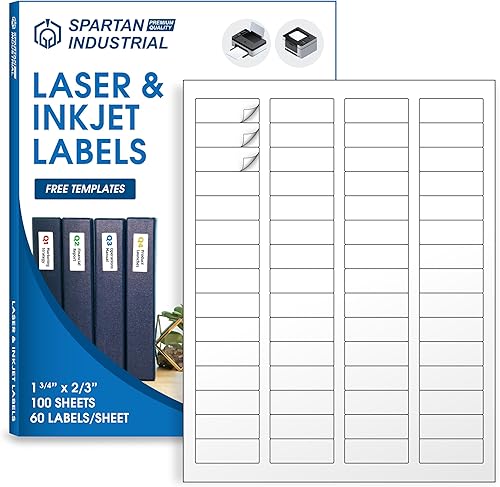 Spartan Industrial Etiquetas imprimibles para láser y inyección de tinta, etiquetas blancas de dirección de correo de devolución de 1 34 x 23