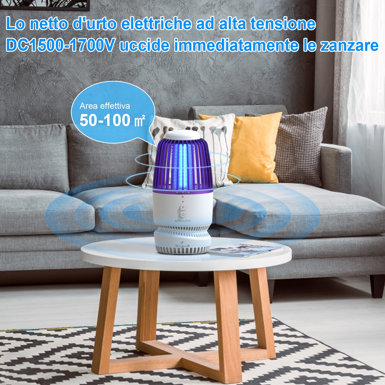Lampada Ammazza Zanzare Elettrica Portatile, USB AntiZanzara da Interno, Mosquito Killer a Luce LED Anti-Mosquito Efficace per Giardino Casa Bianco