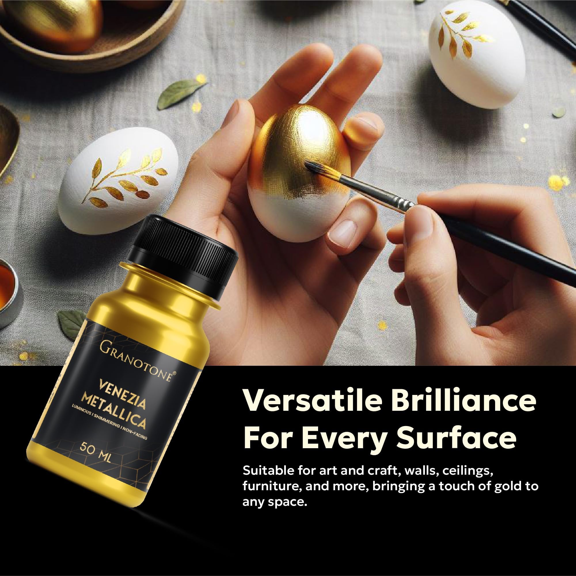 GRANOTONE Acrylic Venezia Metallic Colour, Non-Fading & Shimmering Paint With Rich Pigments, Non-Toxic Ideal for Kids, Artists & Beginners, Bronze (Metallic Gold, 50 ML) 4