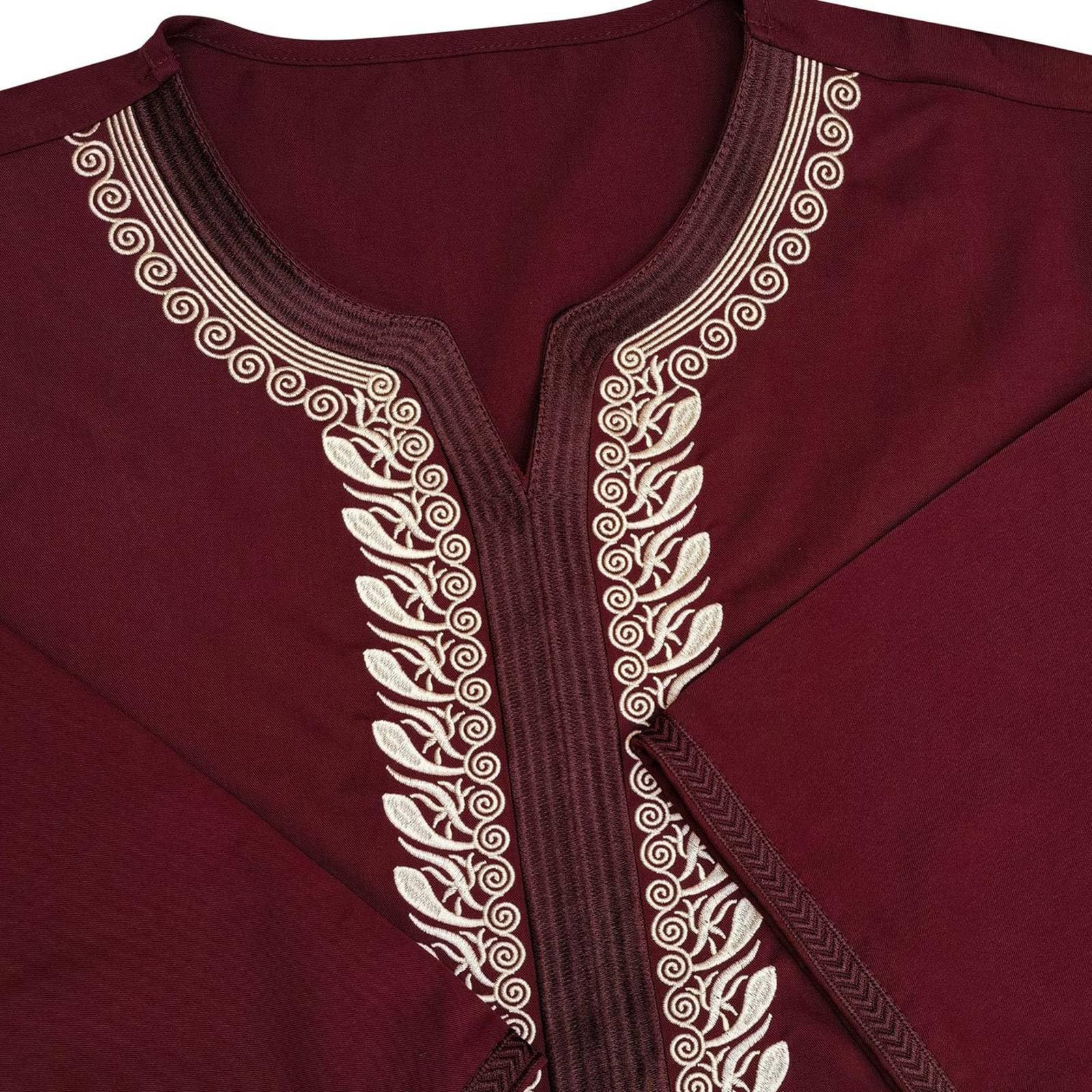 Djellaba - Abito da preghiera da uomo musulmano Qamis manica lunga in stile caftano marocchino Ramadan Khimar Dishdasha uomo musulmano abbigliamento da sera dubai islamico pigiama jilbab