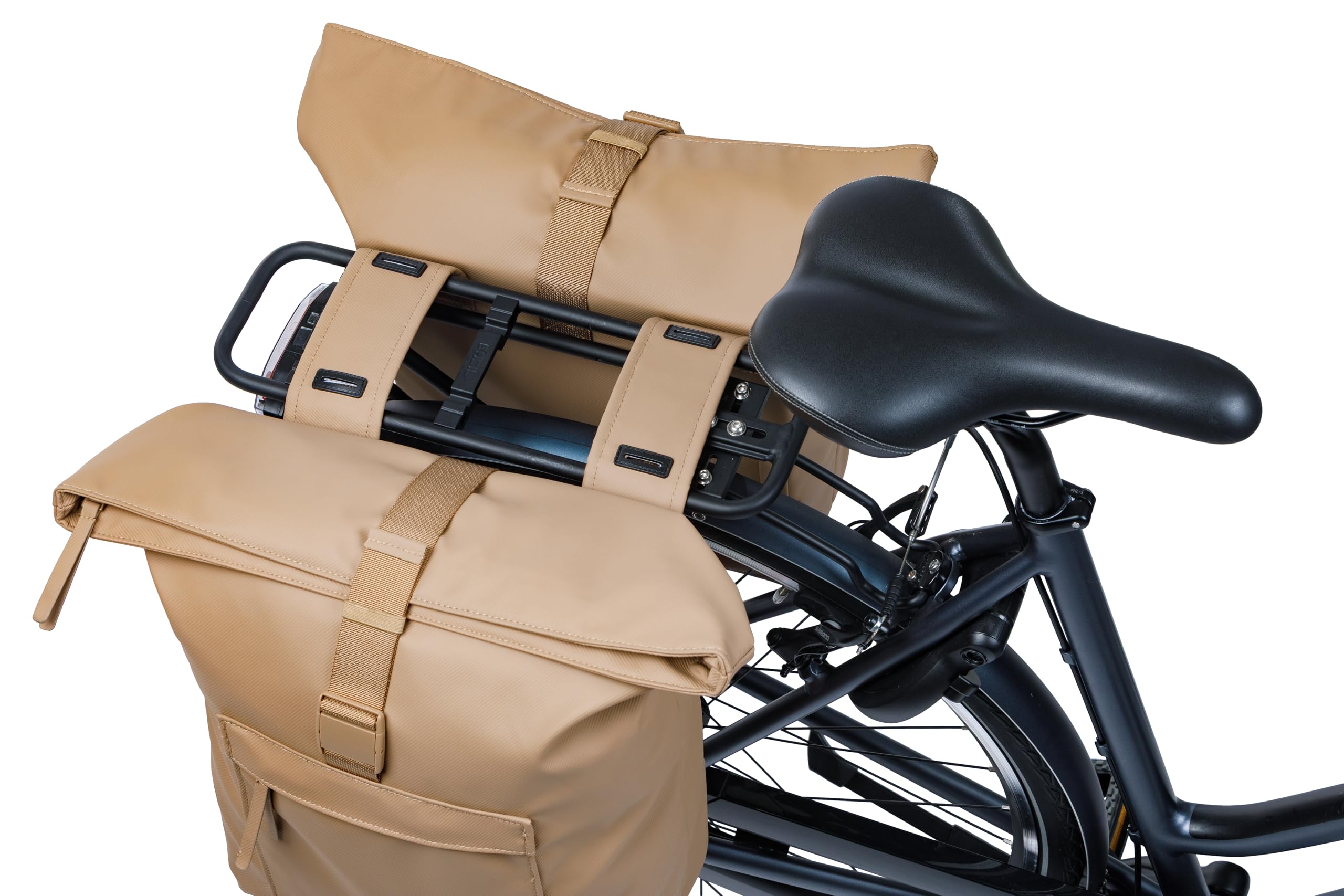 Basil Brooklyn Double Sacoche de vélo - Étanche - 41 l - Imperméable - Réfléchissant - en matériau recyclé - Sable