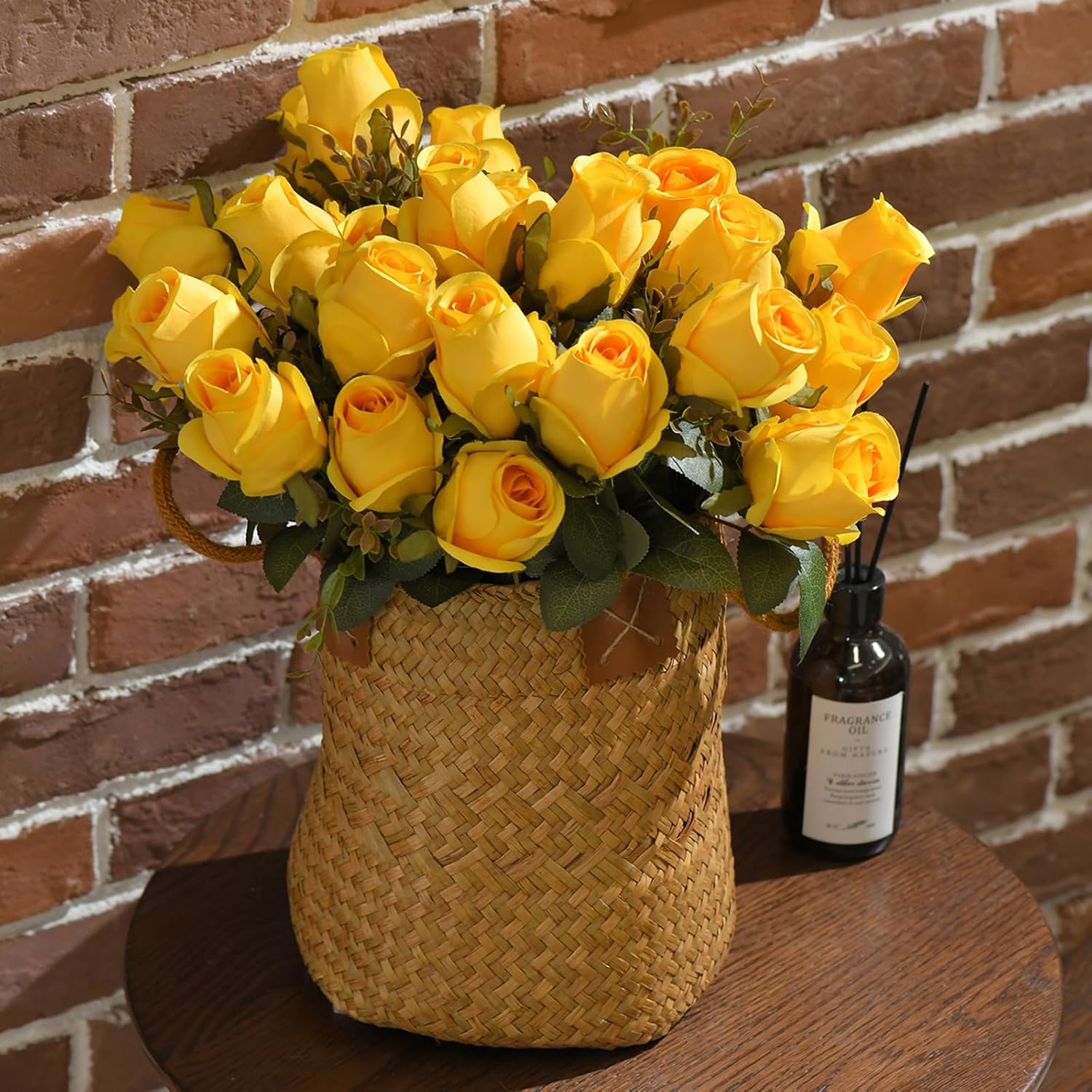 FlueHouzz Artificial Roses Flowers Fake Silk Rose Bouquet 12 Heads 2 Packs of Realistic Blossom Roses for Home Wedding Party Floral Decoration Table Centerpieces, Yellow - Image 2