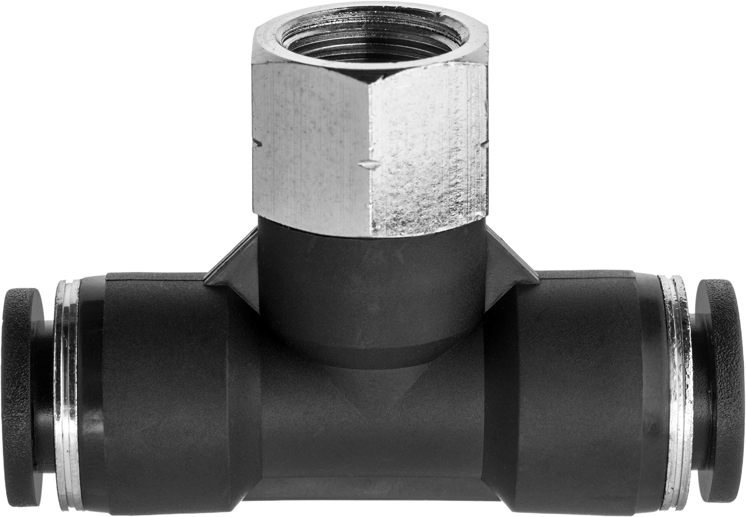USA SEALING ZUSA-TF-PTC-526 Nylon Push to Connect Tube Fittings Female Branch Tee Black 1/4" PTC x 1/4" NPT Female