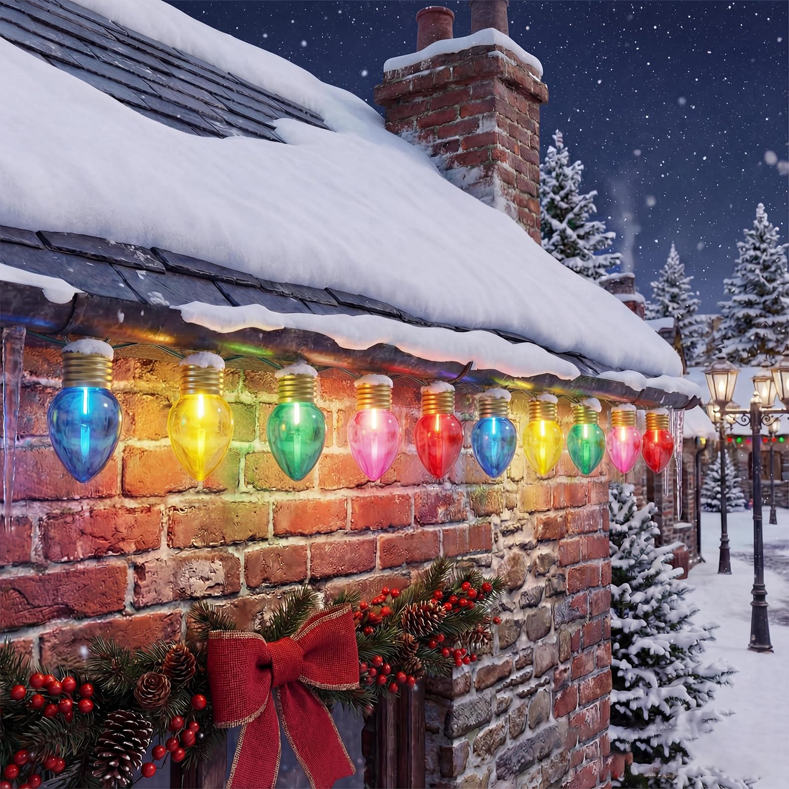 Konictom 16FT Jumbo Christmas Lights Outdoor,Giant String Light