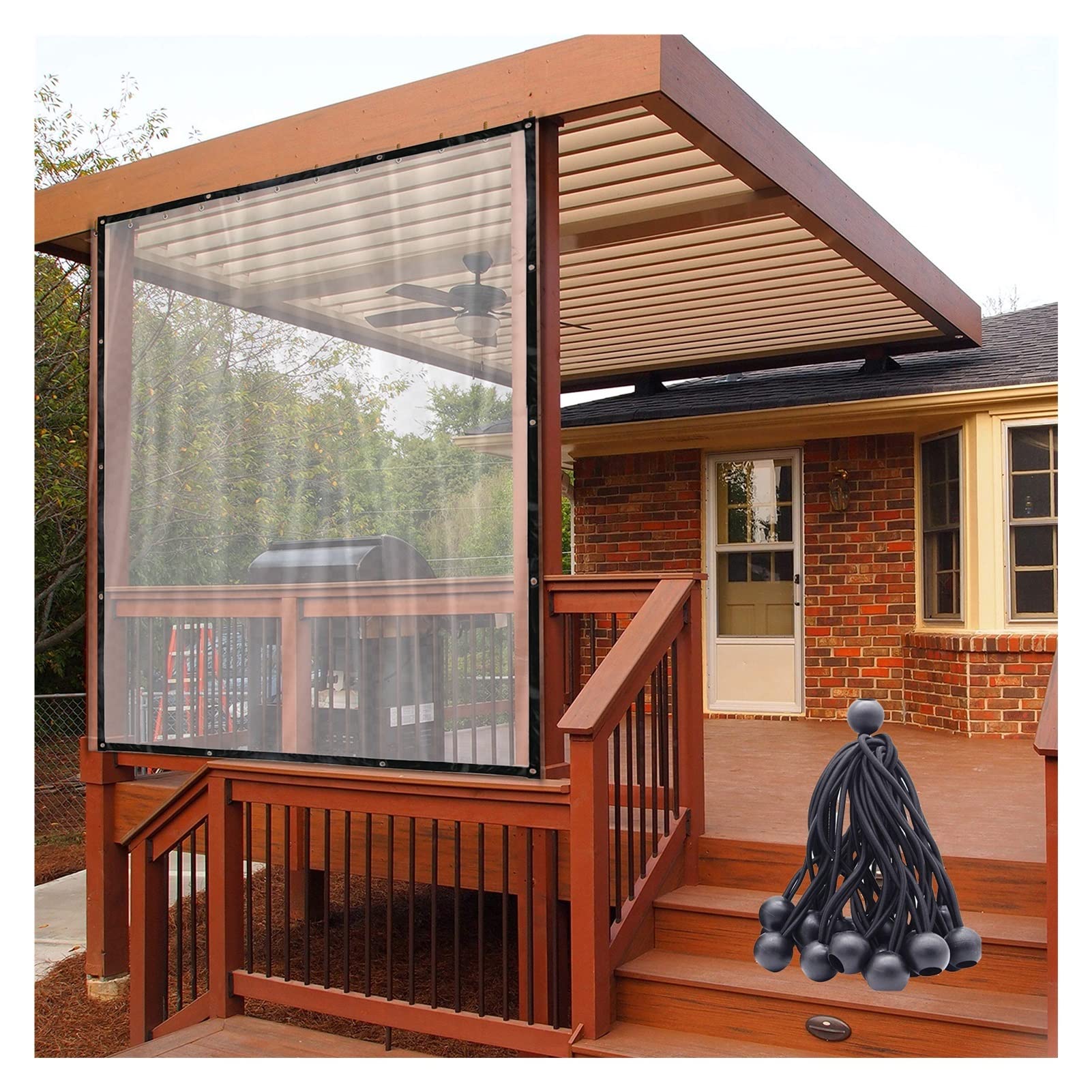 HSYFdy Transparent Waterproof Tarpaulin Sheet with Grommets, Rainproof Clear Poly Tarp 0.12mm Thicken Insulation Shed Cloth for Covering Garden Plant Camping Supplies