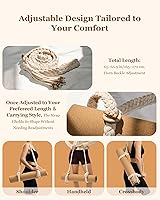 Vista 4 de Correas para esterilla de yoga para llevar, hechas a mano, trenzadas, bohemias, con borlas, correa de macramé, ajustable, gruesa, soporte