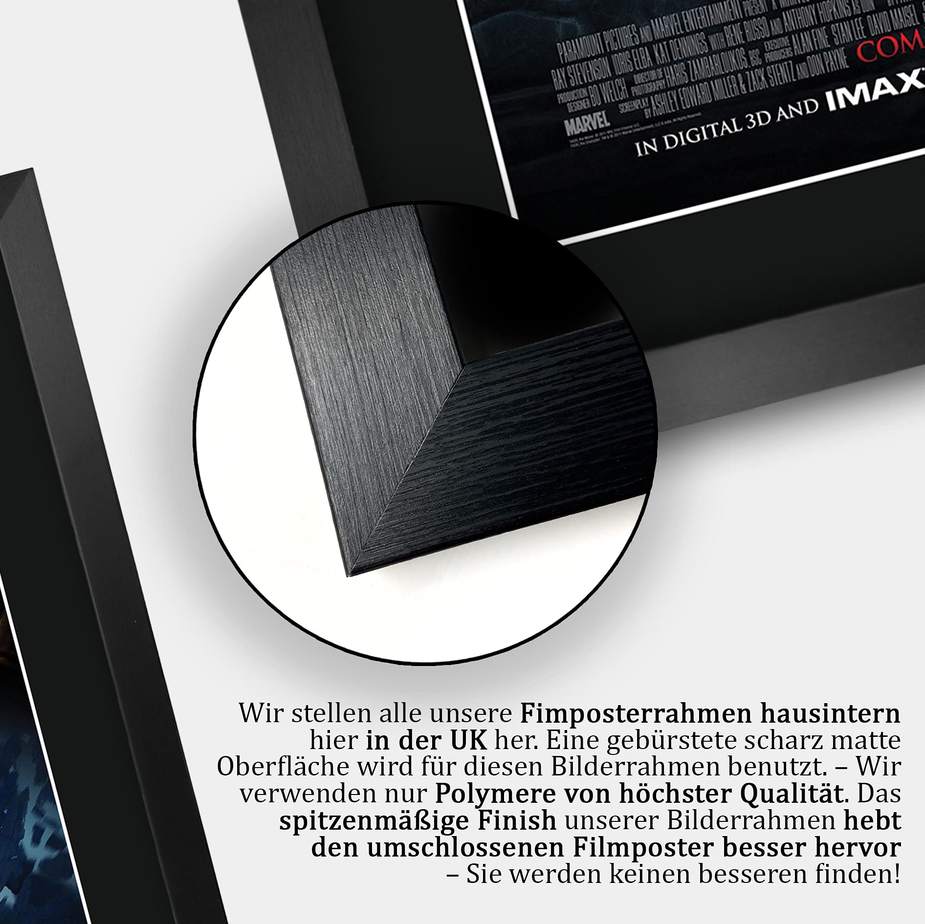 HWC Trading Thor A3 Gerahmte Signiert Gedruckt Autogramme Bild Druck-Fotoanzeige Geschenk Für Chris Hemsworth Natalie Portman Idris Elba Tom Hiddleston Anthony Hopkins Filmplakat Fans