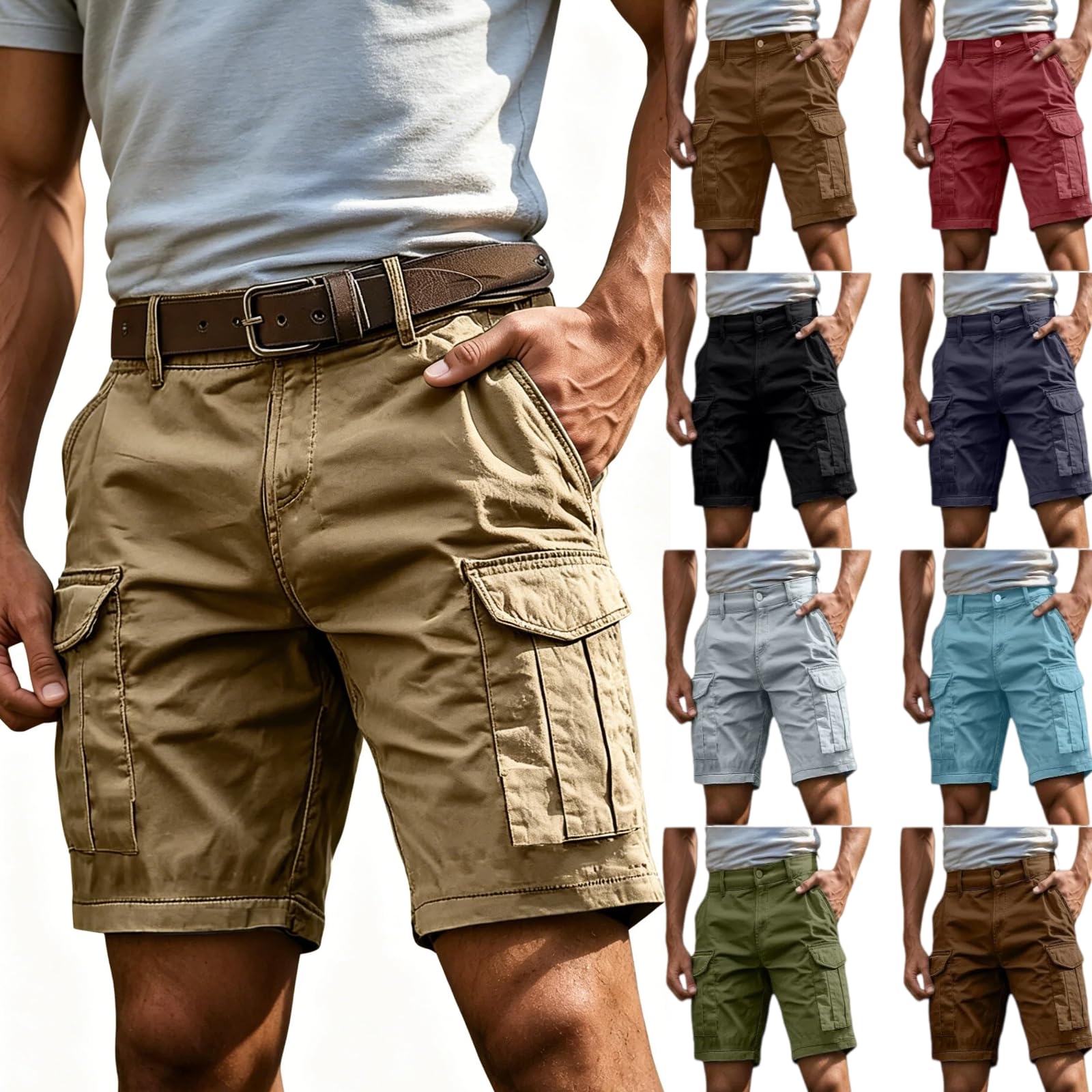 S-4XL Mens Cargo Shorts Casual Work Summer Shorts for Men with Pockets Relaxed Fit