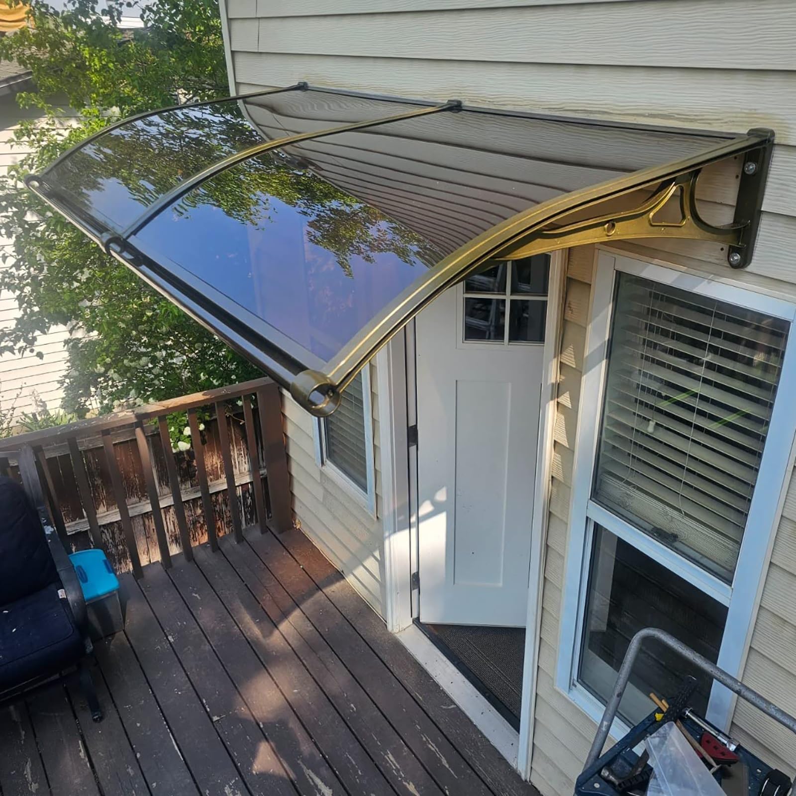 MTSYXYM Patio Awning Canopy,Invisible Entrance Awning,for UV, Rain, Snow Protection,Door Roof for Garage, Balcony, Window, Exterior,Transparent. (Color : Brown, Size : L:60*W:240cm)