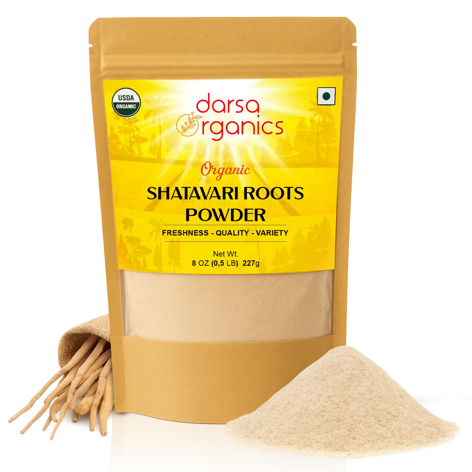 Shatavari Powder 8 oz - USDA Certified Shatavari Organic, Traditional Ayurvedic Herbal Powder for Tea, Coffee and Smoothies, Vegan Kosher Non-GMO