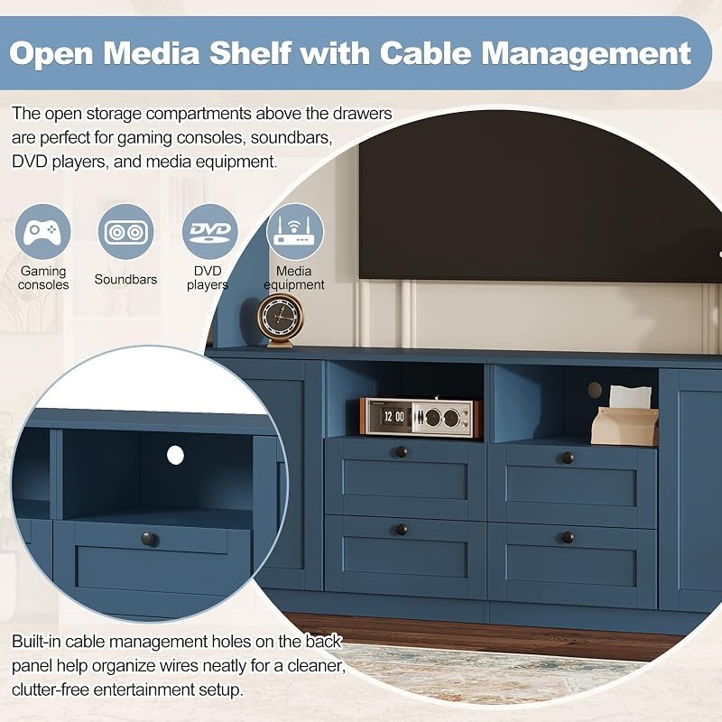 Merax Farmhouse Entertainment Center with Bridge for TVs up to 70" image 6