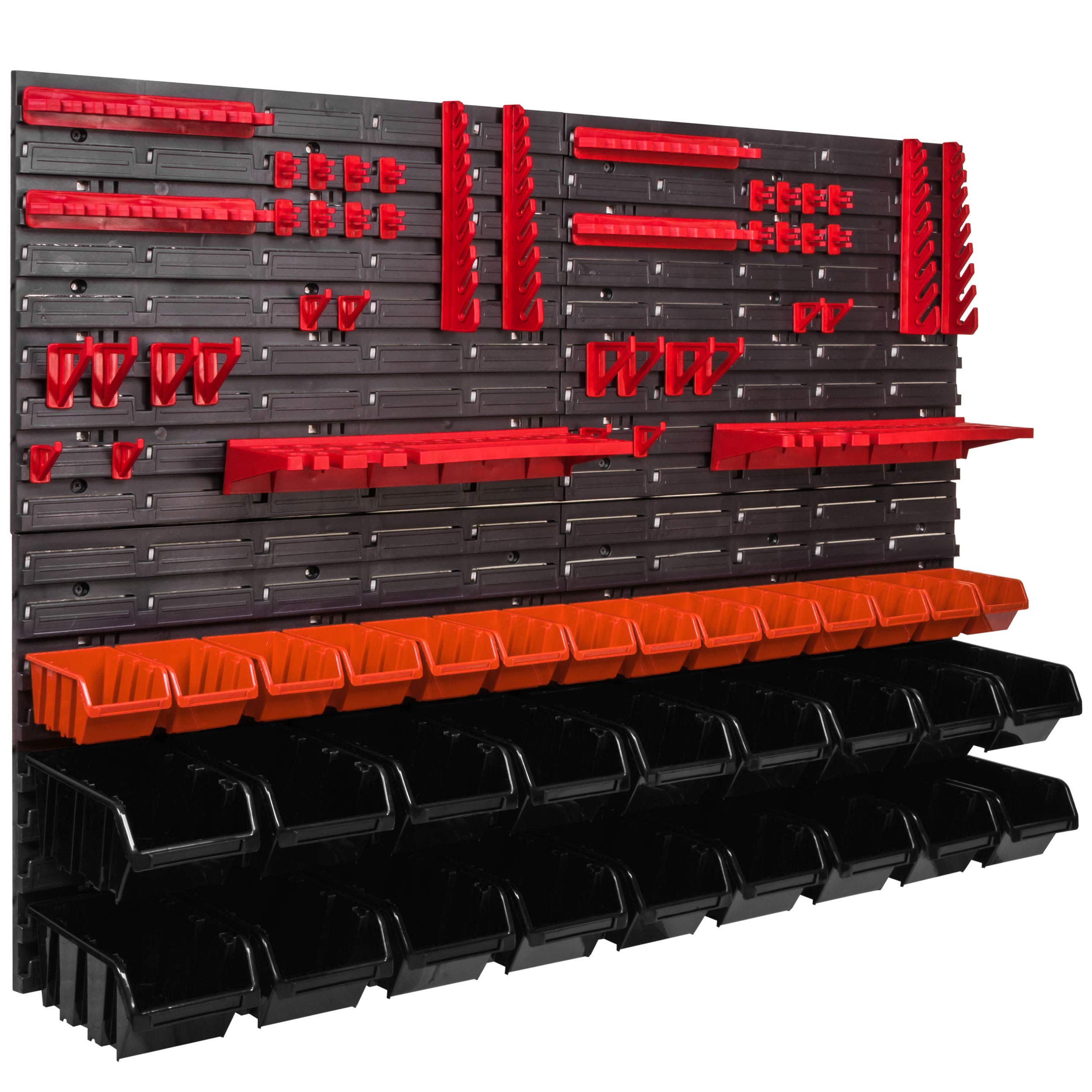 System magazynowy regał ścienny 1152 x 780 mm, uchwyty narzędziowe, 32 szt. pudełek do układania w stos pojemniki do przechowywania pojemników, bardzo mocne płyty ścienne, regał rozszerzalny, regał warsztatowy, regał magazynowy, regał warsztatowy regał śc