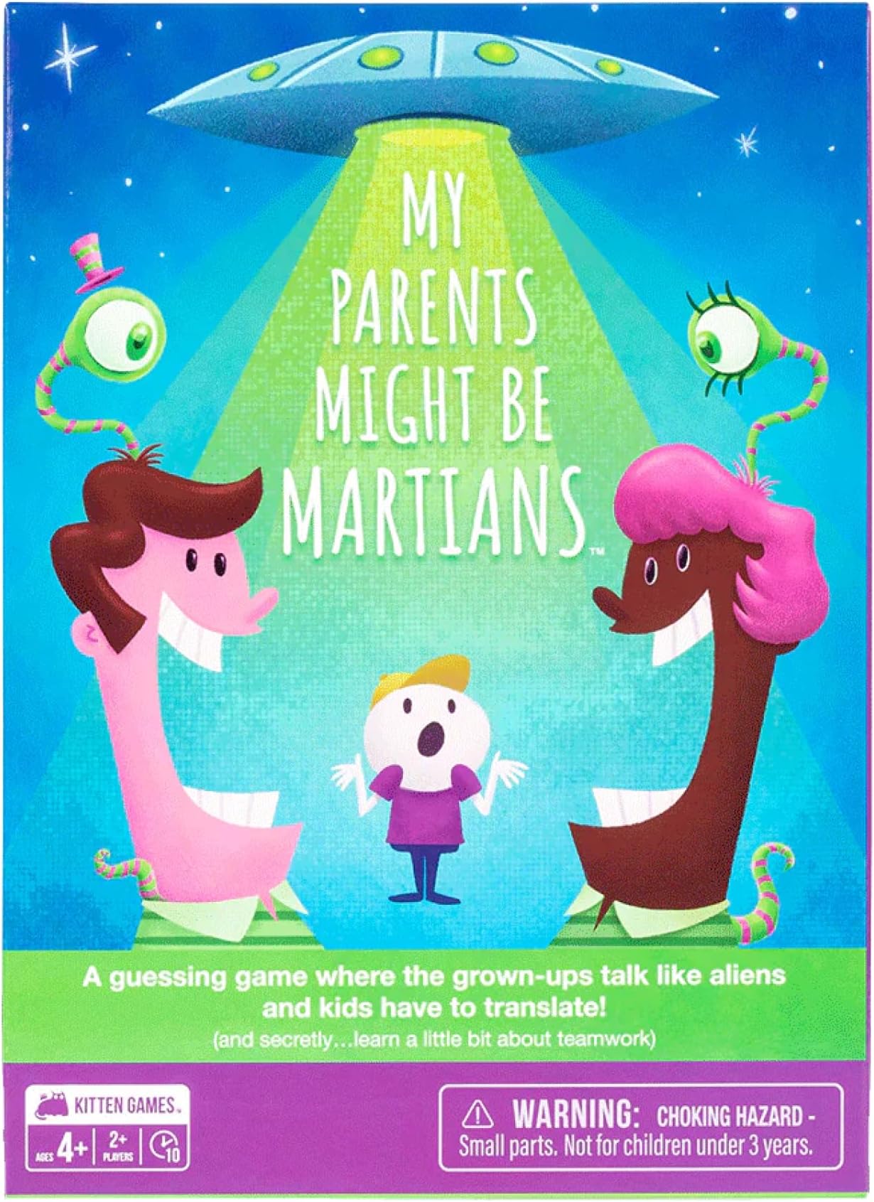 Exploding Kittens - My Parents Might be Martians - 2+ Players - Ages 4+ - 10 Minutes to Play - Teamwork and Guessing Game - Kid Friendly Card Game, Ideal for Family Night Fun, Parents and Kids