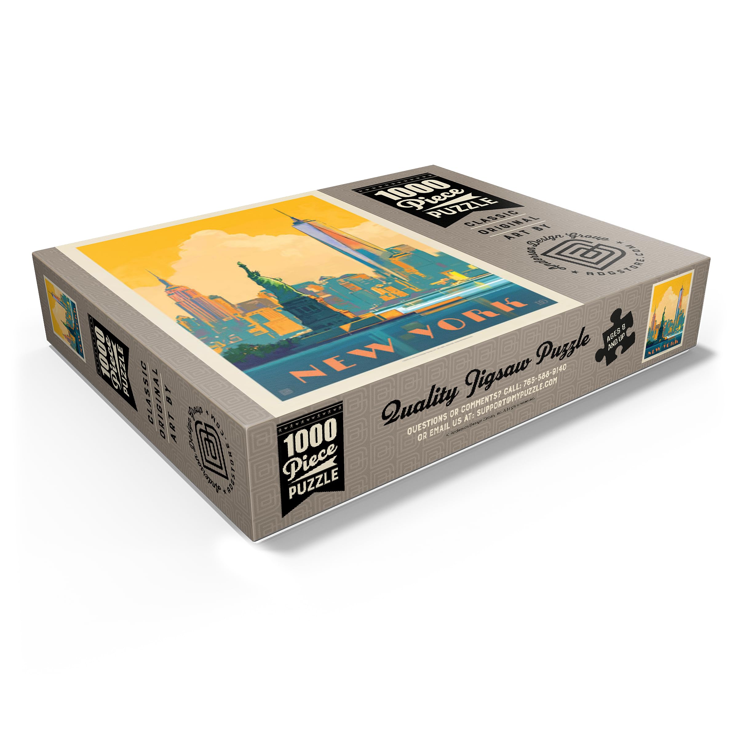New York City : Skyline Glow, Affiche vintage – Puzzle de 1000 pièces de qualité supérieure pour adultes