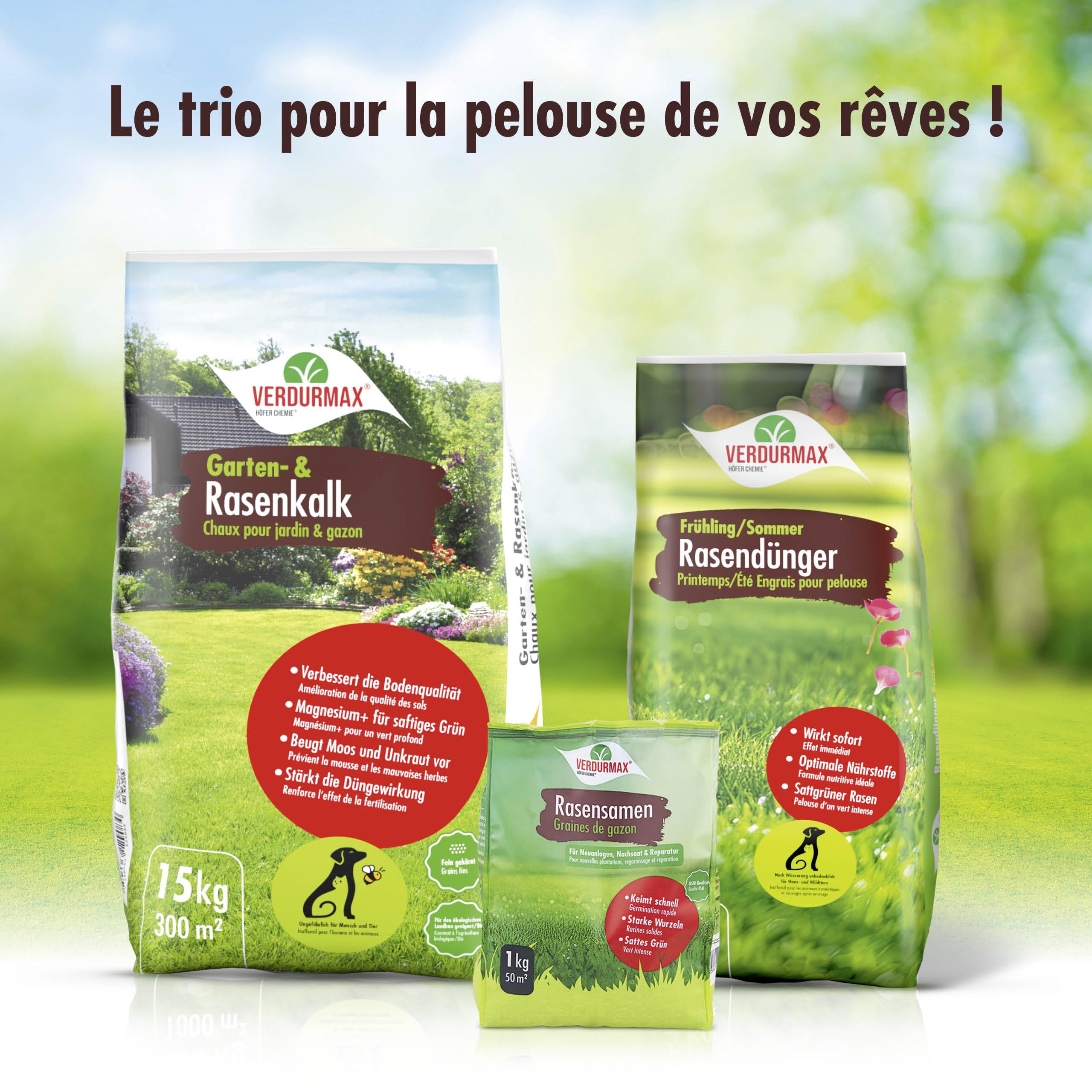 Verdurmax 15 kg de chaux pour jardin et pelouse - Optimisation du pH - Amendement calcaire avec magnésium pour un vert intense - Améliore l’absorption des nutriments par l’herbe et les plantes