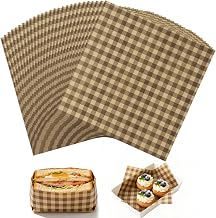 100 Pcs Waxed Deli Paper Sheets 7 × 7 Inch Greaseproof Food Basket Liners for Sandwiches, Burgers Wrapping, Multi-Color Checkered Paper for Kitchen, Food Truck, Party (7“×7”)