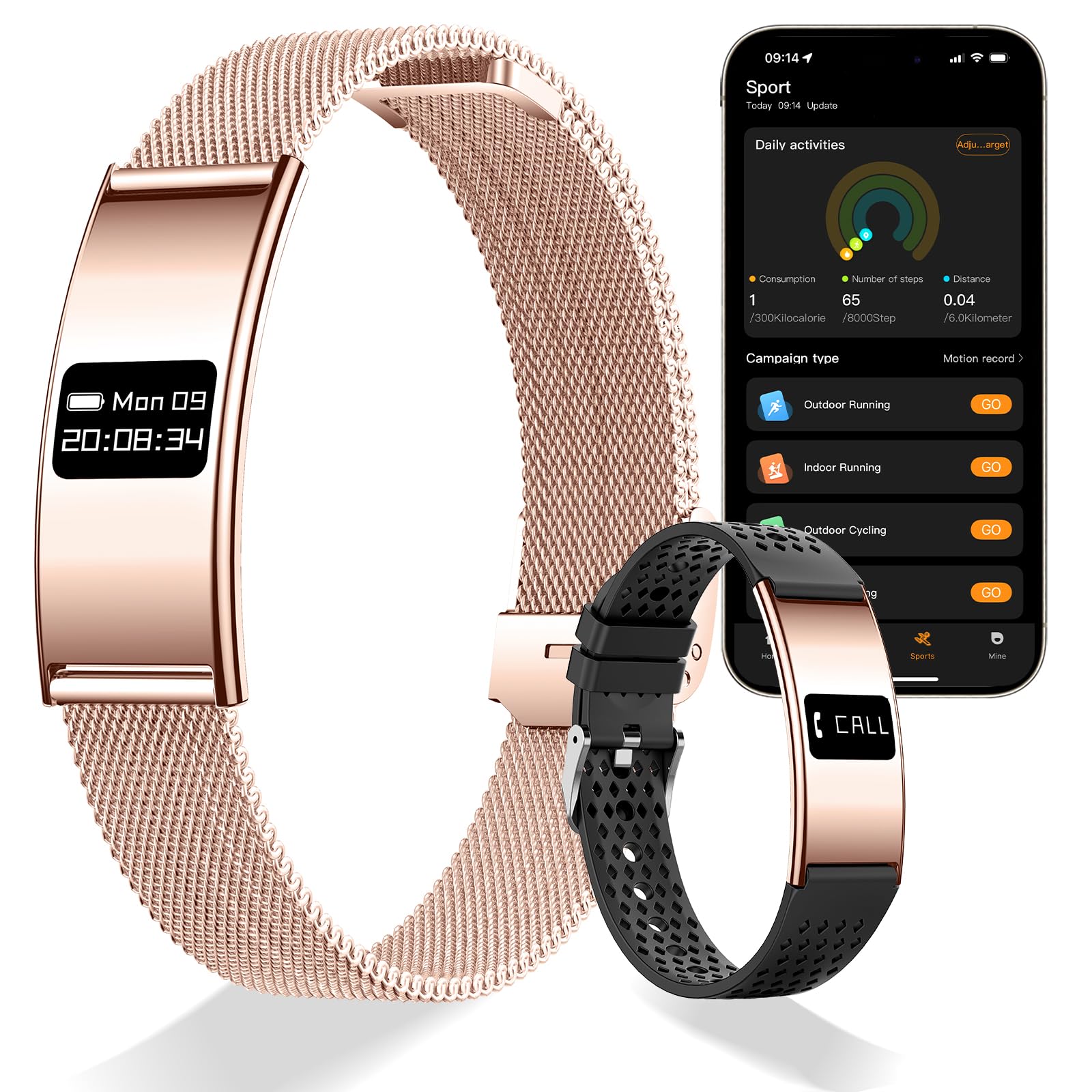 Smart Bracelet for Women Men Ultra-Thin Fitness Tracker for Android & iOS | Wearable Activity,100m Waterproof,24/7 Health Monitoring Heart Rate,Sleep Monitor,100+ Sports modes,30 Days Battery,3 Bands-image-31