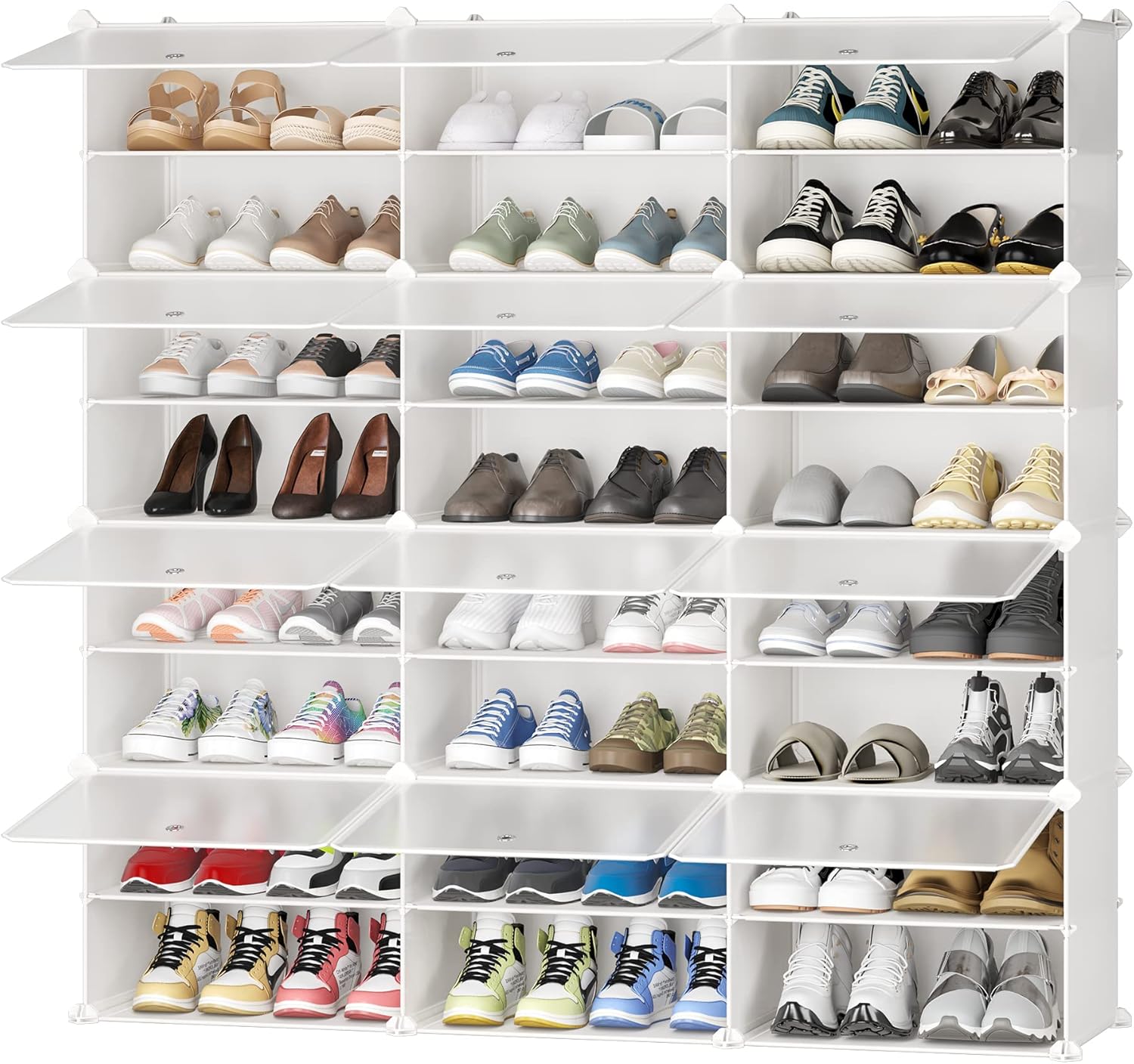 Scarpiera Modulare Plastica - 3x8 Cubi, Porte Trasparenti, Nero, Capacità 20-48 Paia - Foto 2