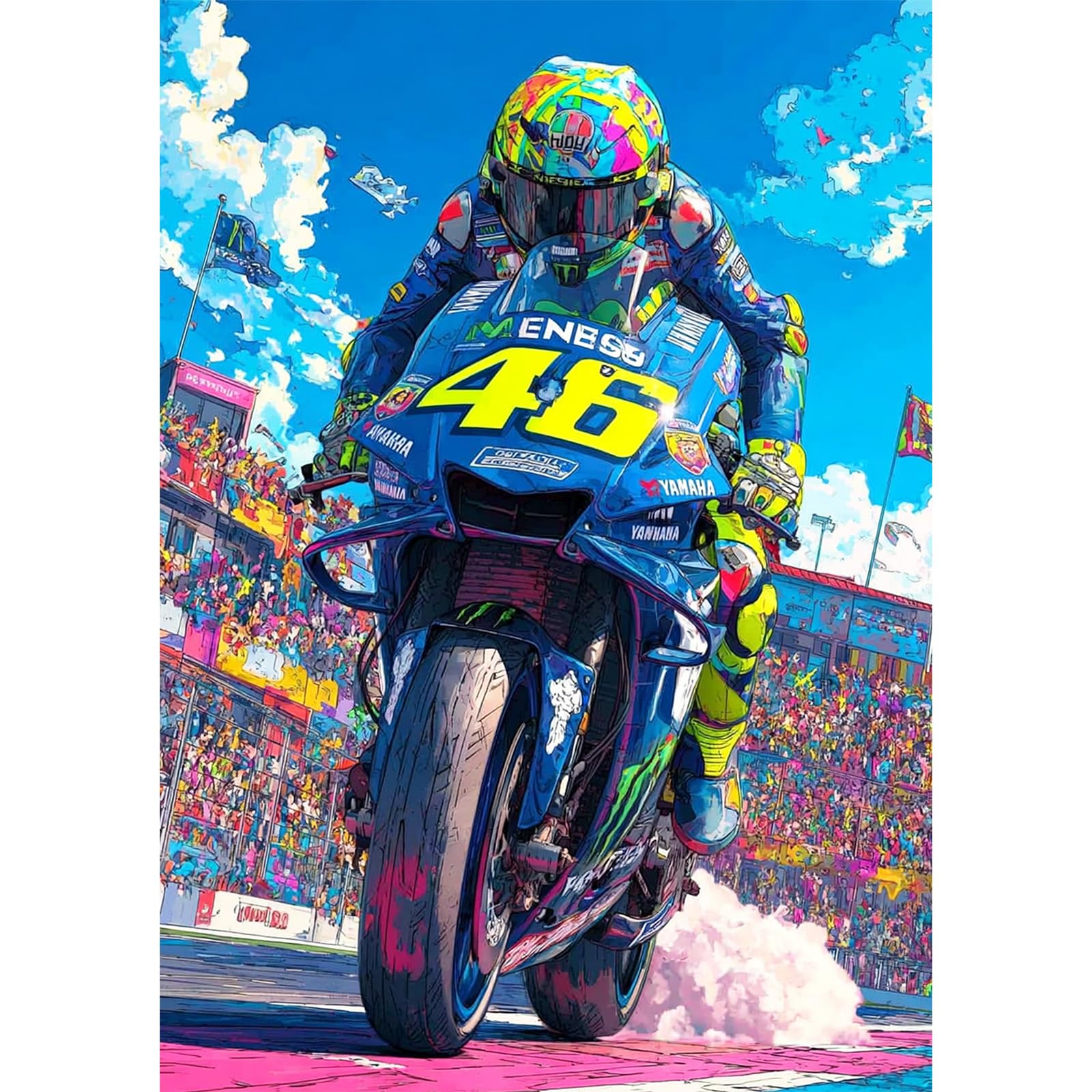 NEWENMO Racing Driver Painting Kits Adults,5D Racing Arena Diamond Art,DIY Diamant Arts Mosaic Kits Complete for Adults Beginner,Full Round Drill Gem Art for Home Decoration 30x40cm