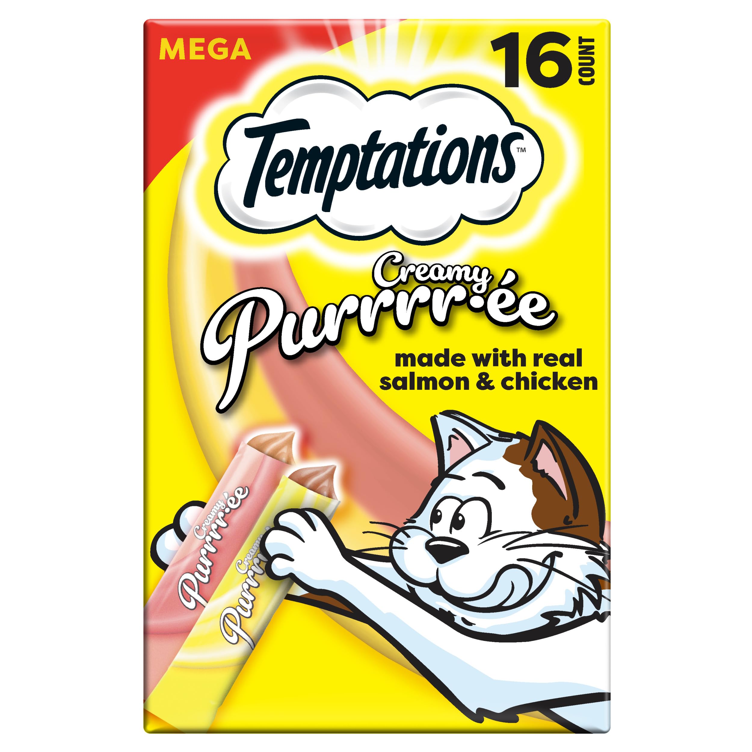 Temptations Creamy Puree Variety Pack of Squeezable Cat Treats, 0.42 oz. Tubes, 16 Count