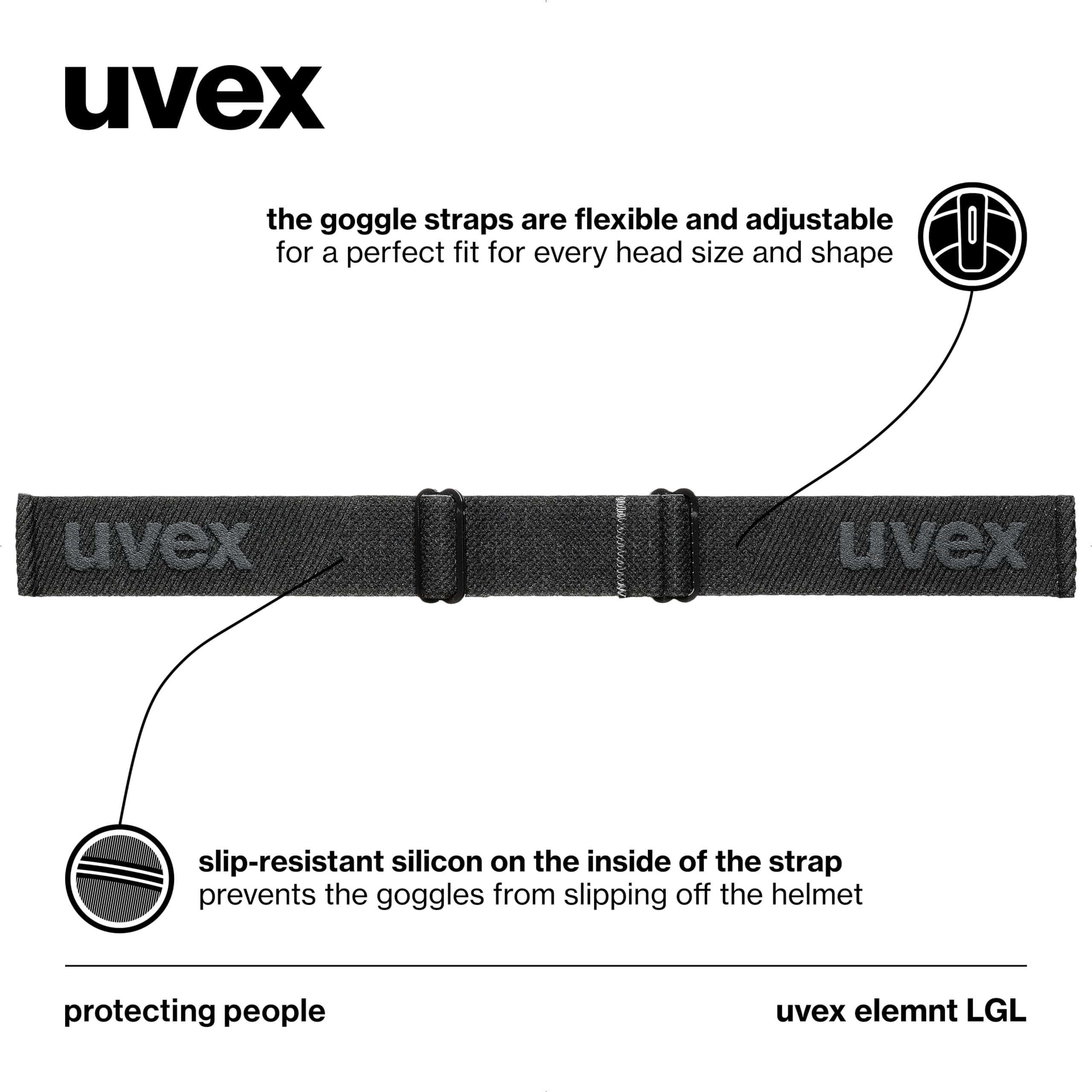 uvex elemnt FM - skibril voor dames en heren - vergroot en condensvrij gezichtsveld - tochtvrije ventilatie van het frame - white matt/silver-blue - one size
