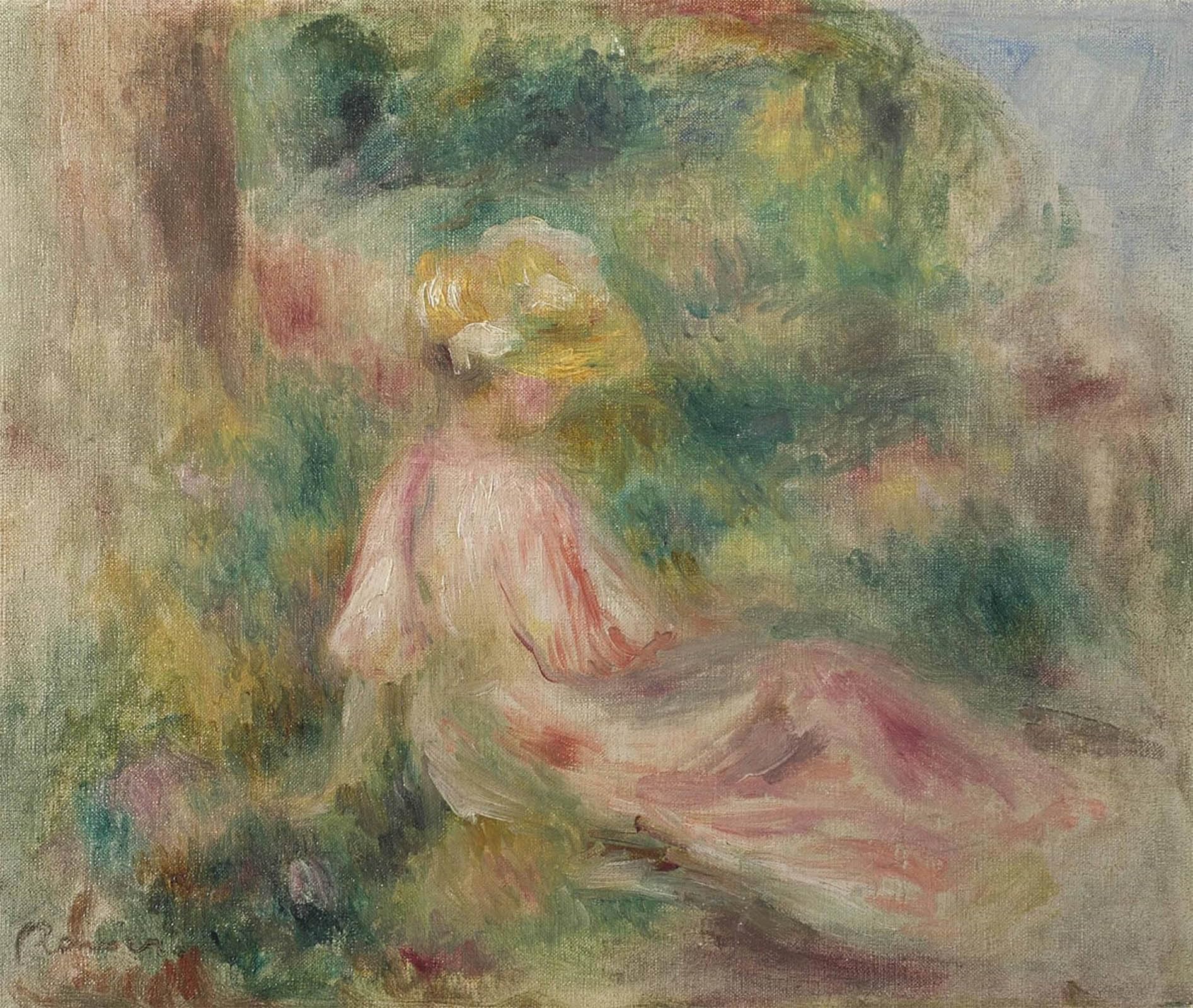 ARTXLXXBN Famous Prints Artwork Pictures Poster Painting Art Jeune Fille Dans Un Pré by Pierre Auguste Renoir Artwork Landscape Pictures for Home Decor 60x90cm