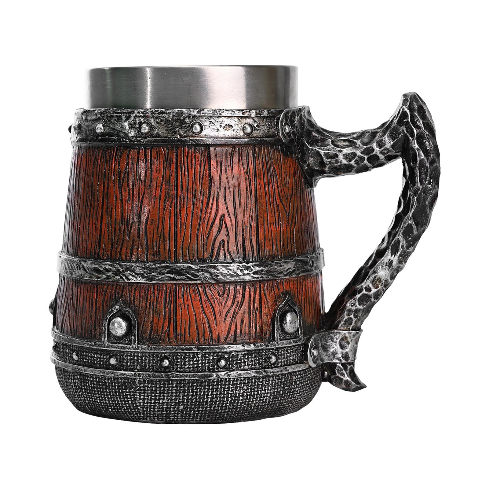Chope de bière fait à la main en acier inoxydable style vintage