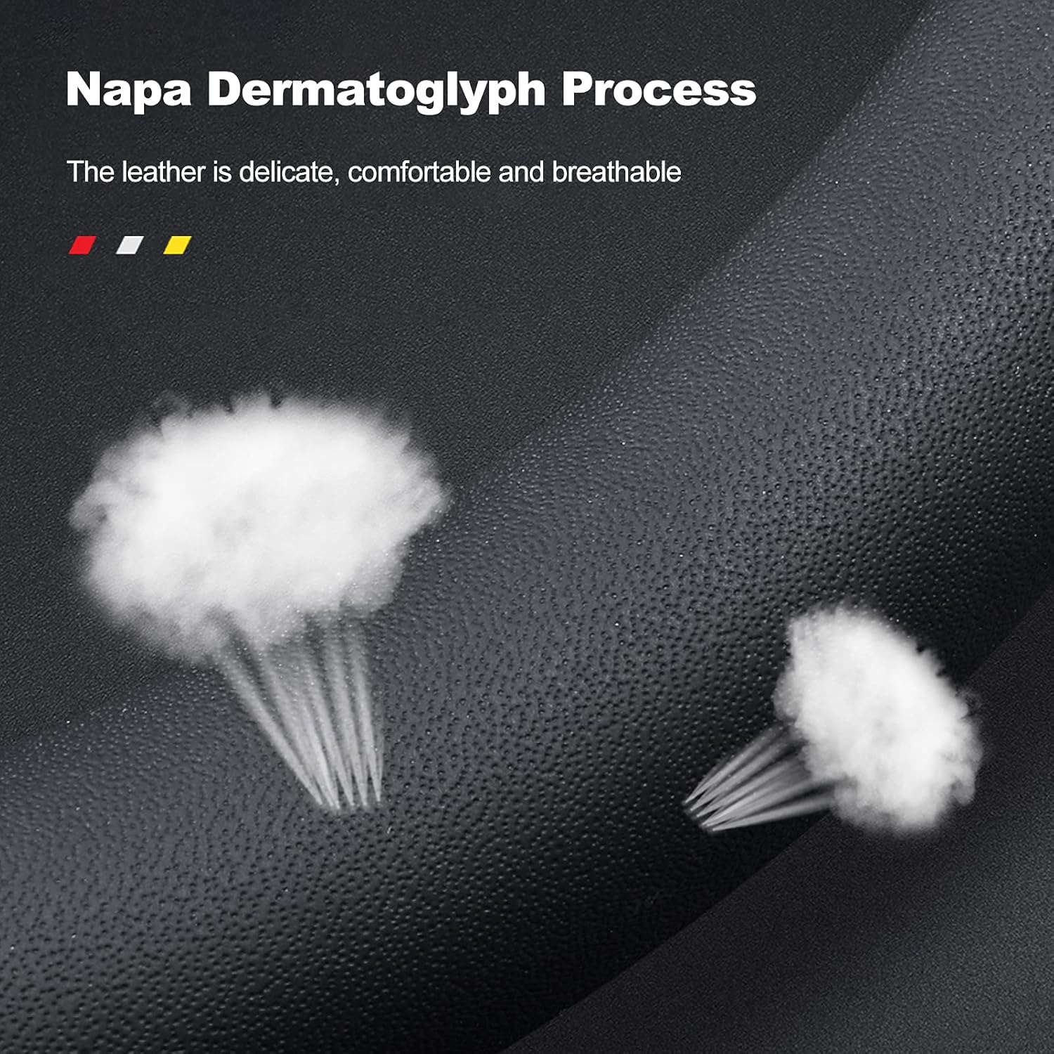 Ergocar Round Shape Nappa Leather Steering Wheel Cover Anti-Slip Car Steering Wheel Protector Summer Breathable Sweat Absorbent Fashionable Sport for Diameter 38cm（15"）