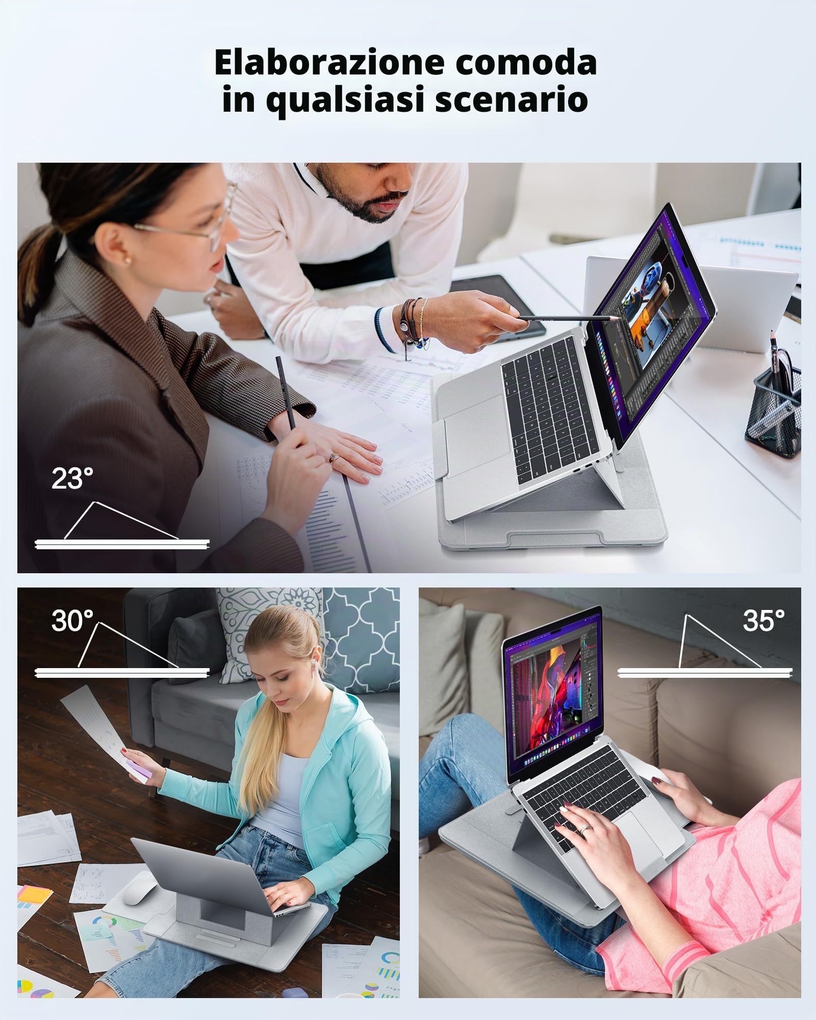AboveTEK Tavolo per computer portatile – Laptop desk ergonomico con superficie antiscivolo, Heat Shield, Retractable Mouse Pad, Portable Laptop Lap Pad for Bed, Divano Travel