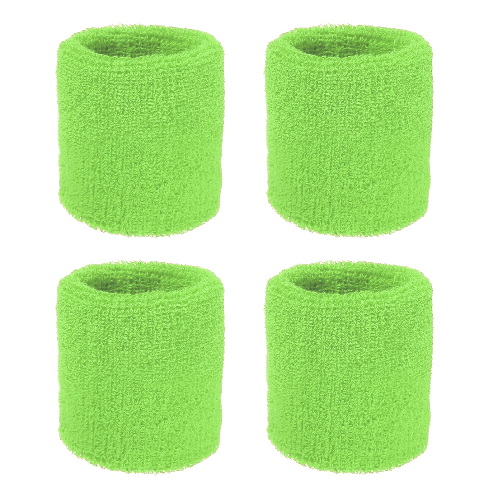 YELARXI Wristbands Sweatbands, Wrist Bands for Sweat Sports Wristbands 3x3 in & 4 Pack & Light Green-Fitting for (Tennis/Basketball/Football/Running/Working Out/Men & Women)