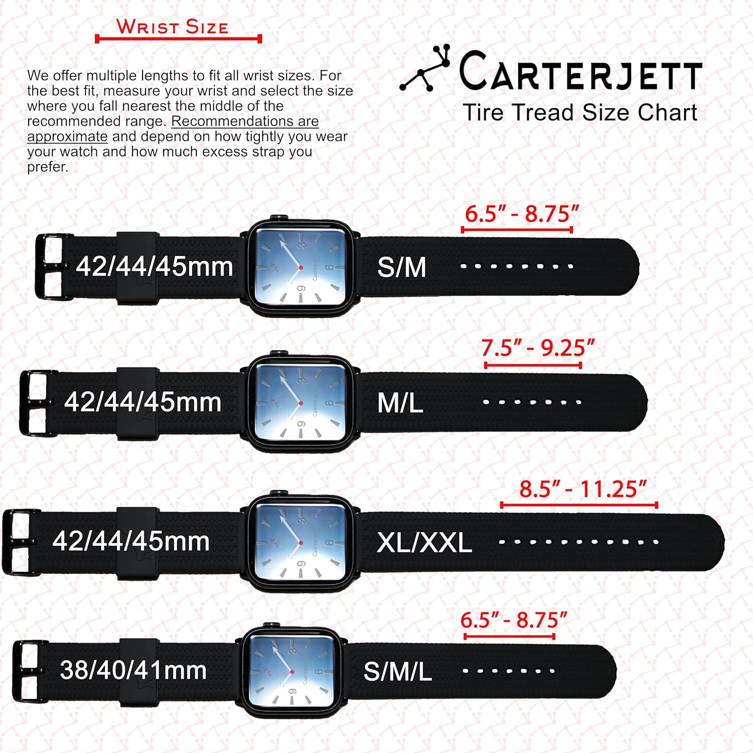 CARTERJETT Tire Tread Rugged Sport Band | Compatible with Apple Watch Bands for Men Women 49/46/45/44/42/41/40mm - Fits All Series, Ultra & SE - Image 7