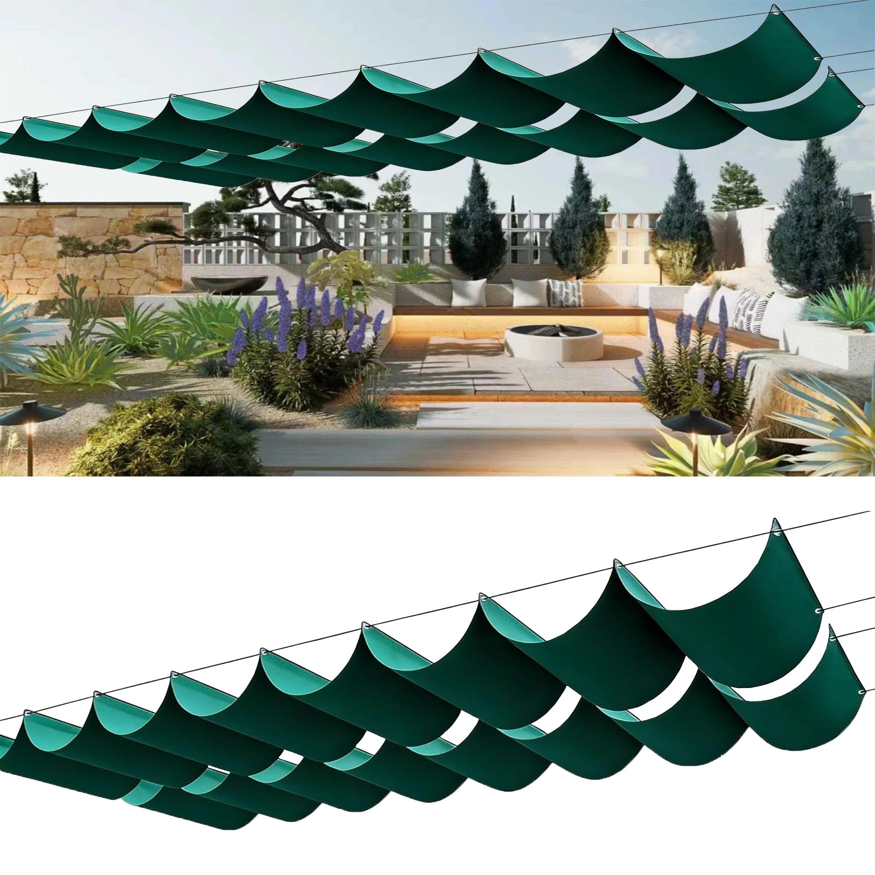 Toile d'ombrage imperméable et robuste 170 x 200 cm vert foncé