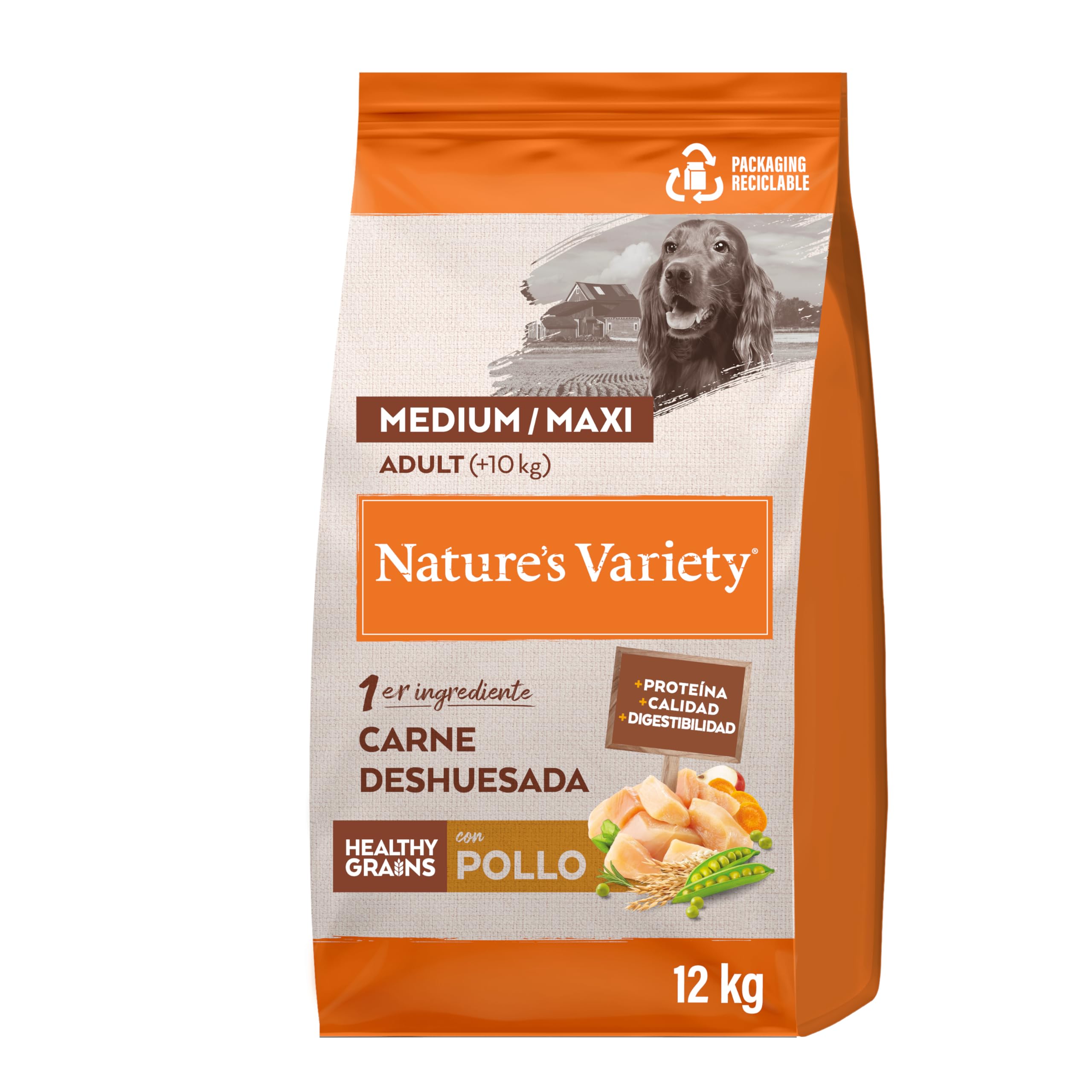 Nature's Variety Healthy Grains Pienso para Perros Adultos con Medianos Y Grandes Pollo - 12kg