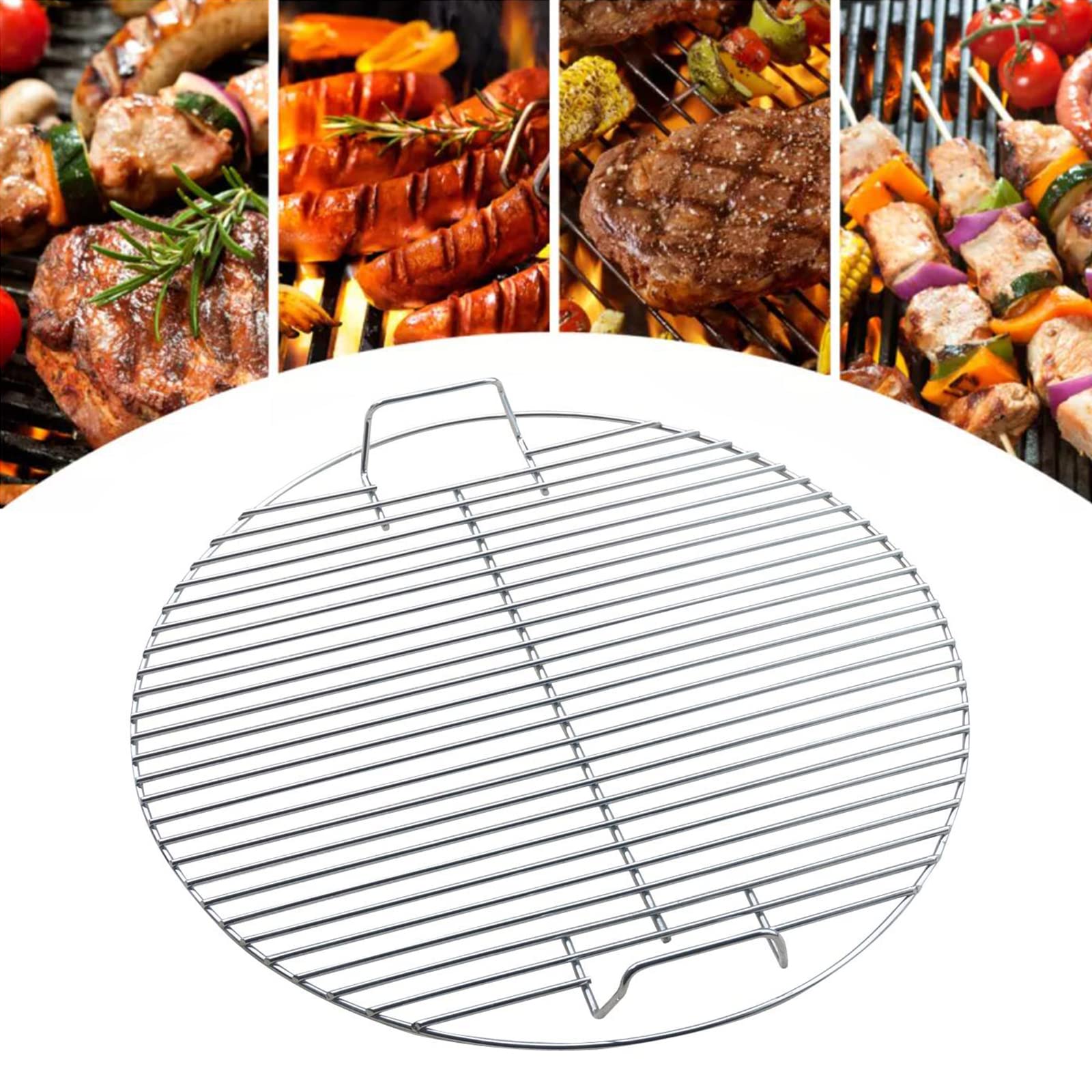 BEE&FLOWER BBQ Grill Grate BBQ Accessories Diameter 44.5 cm Round for Swivel Grill Stainless Steel Grill for Swivel Grill Grate Baking Grate Cake Grill Cooling Rack Cake Smoking Grilling