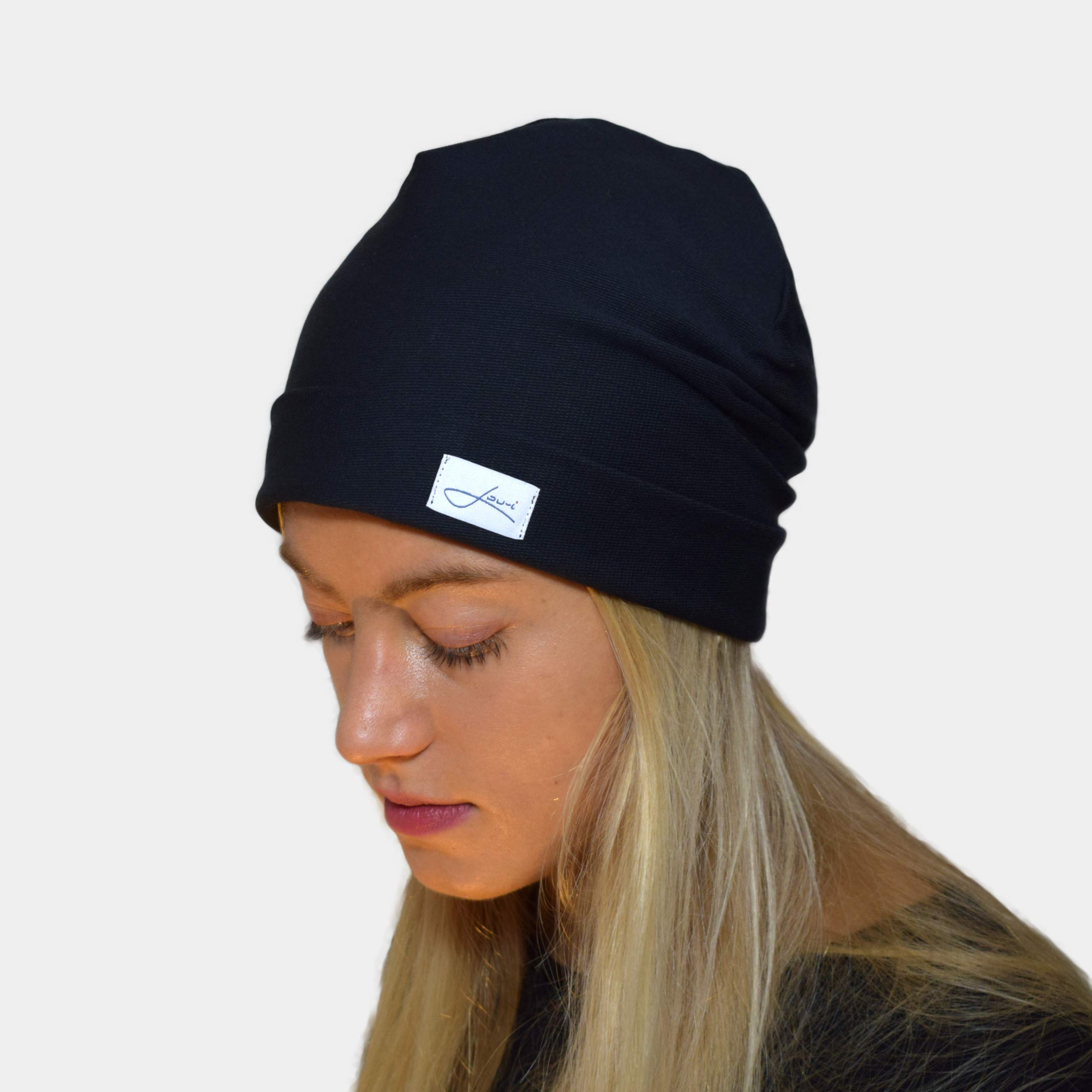 Lou-i Czapka damska i męska, bawełna ekologiczna, czapka beanie, wyprodukowano w Niemczech, niebieski, 61-62
