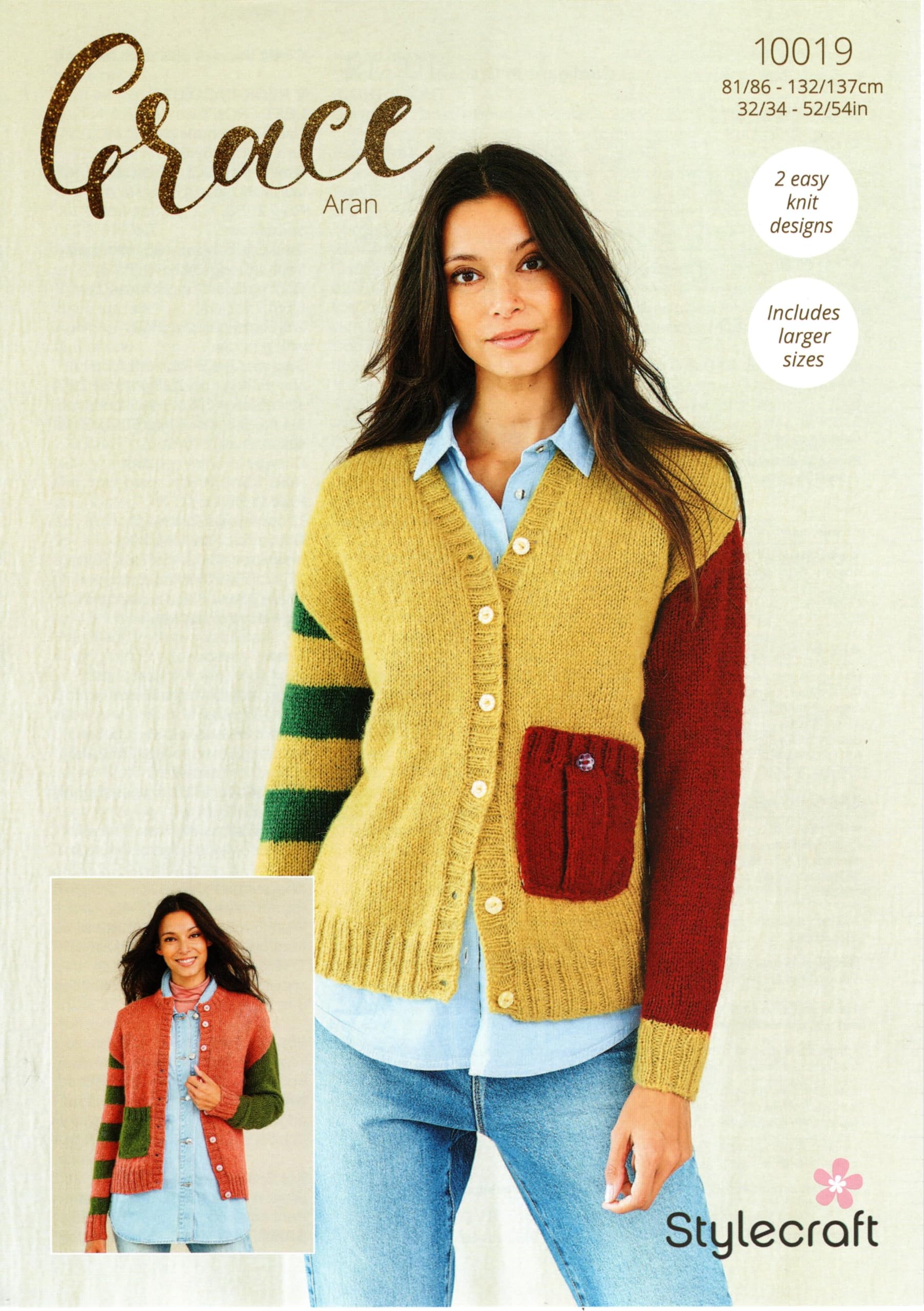 Stylecraft Grace Aran Knitting Pattern - 10019 Ladies Cardigan