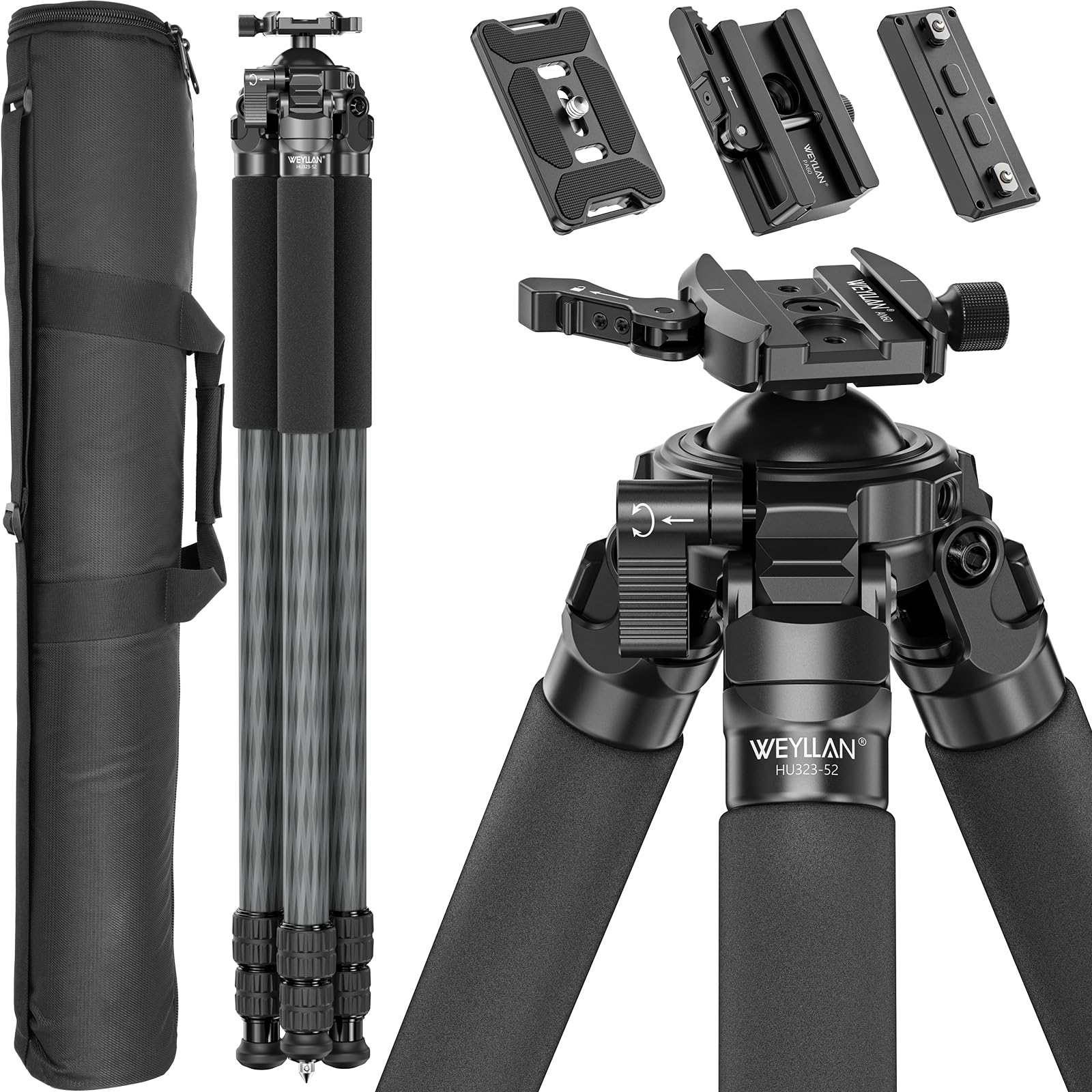 Amazon.com : WEYLLAN HU323-52 Carbon Fiber Hunting Tripod with