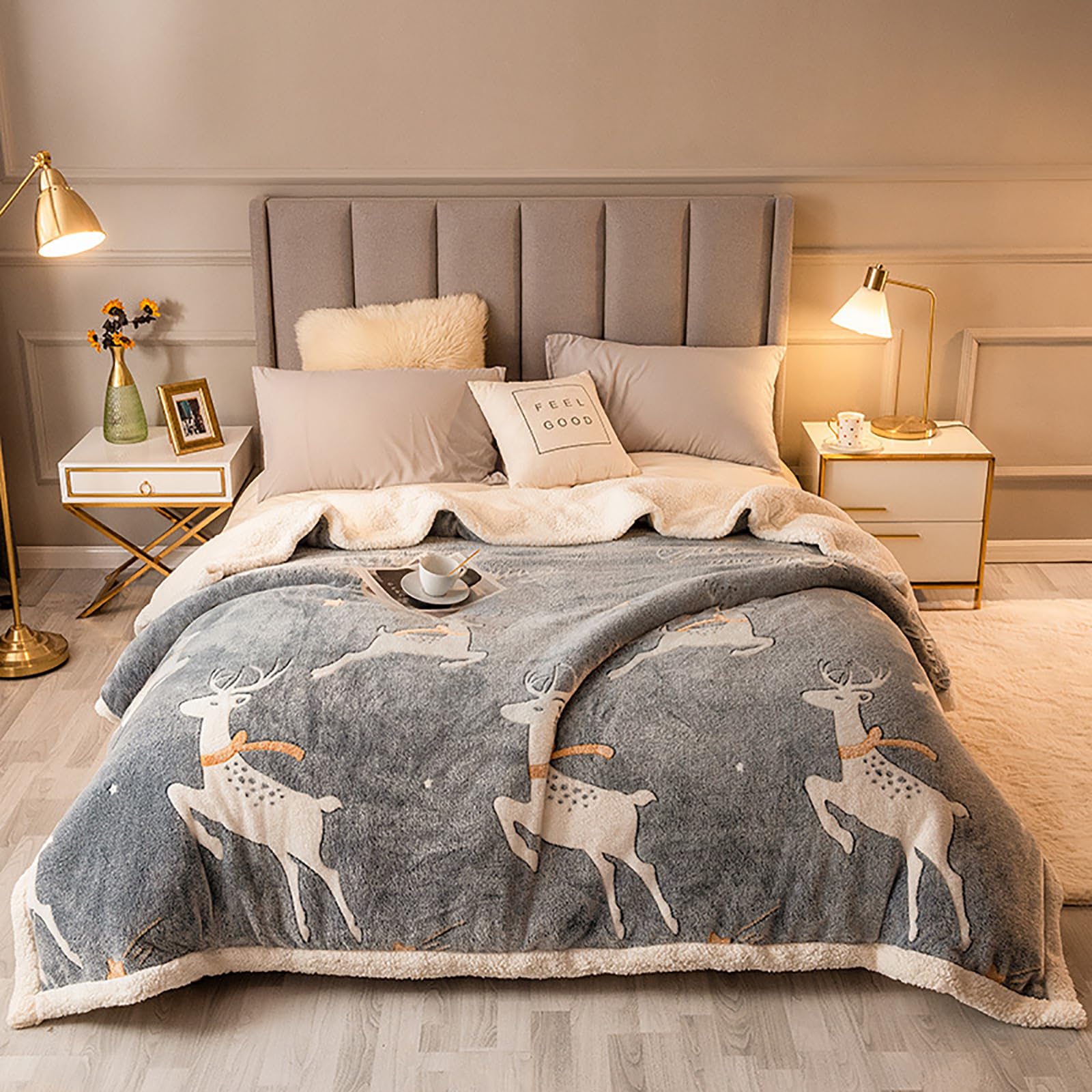 Coperta Morbida per Bambini e Divano 100x150 - Pile Grigio Righe