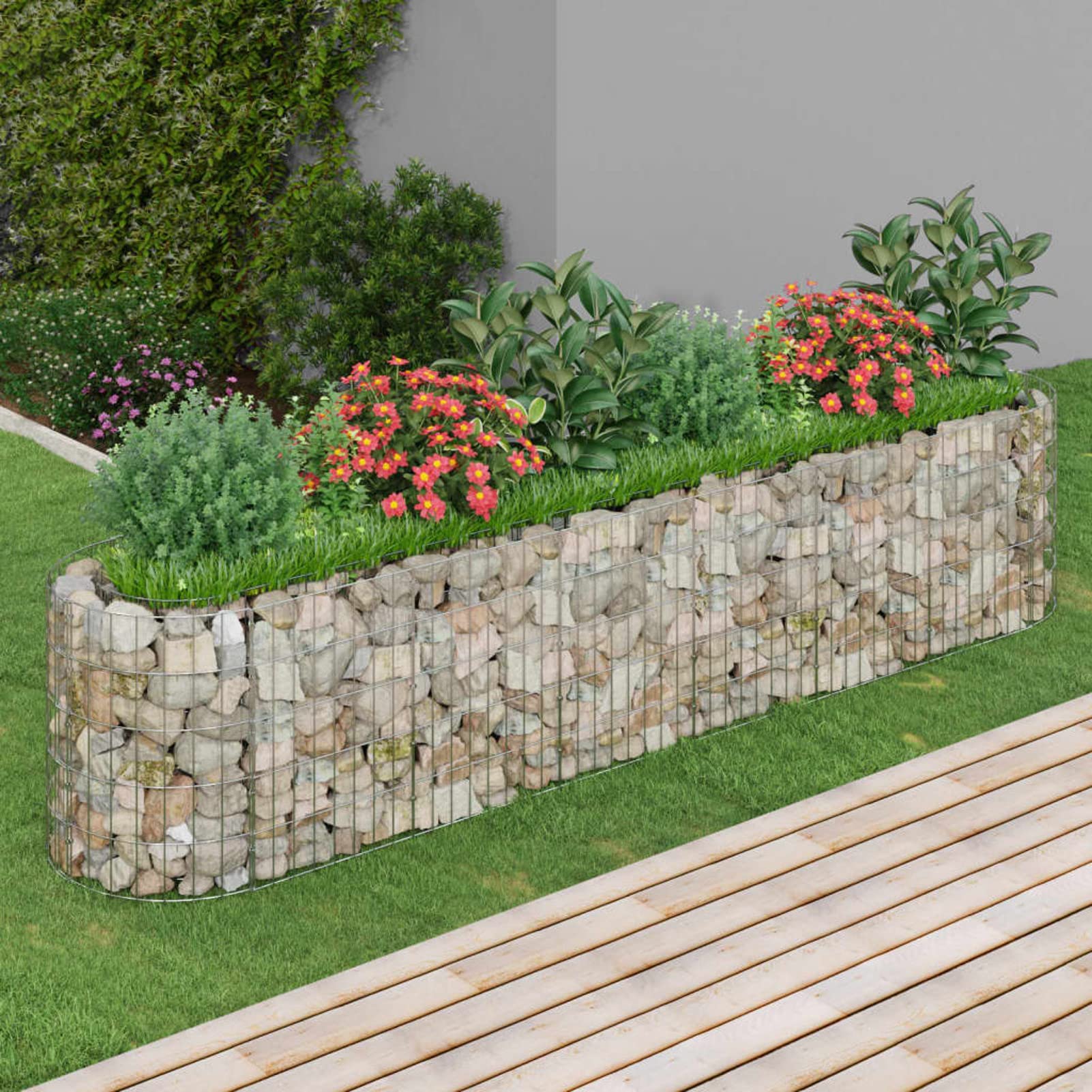 Chusui Arriate de gaviones, Macetas para Flores Y Plantas, Jardineria Maceteros, Huerto Urbano Terraza, Mesa De Cultivo, Mesa Cultivo, de Hierro galvanizado 260x50x50 cm