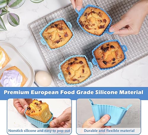 Miniatura 4 de Koluti Juego de 4 tazas rectangulares de silicona para hornear, 2 colores