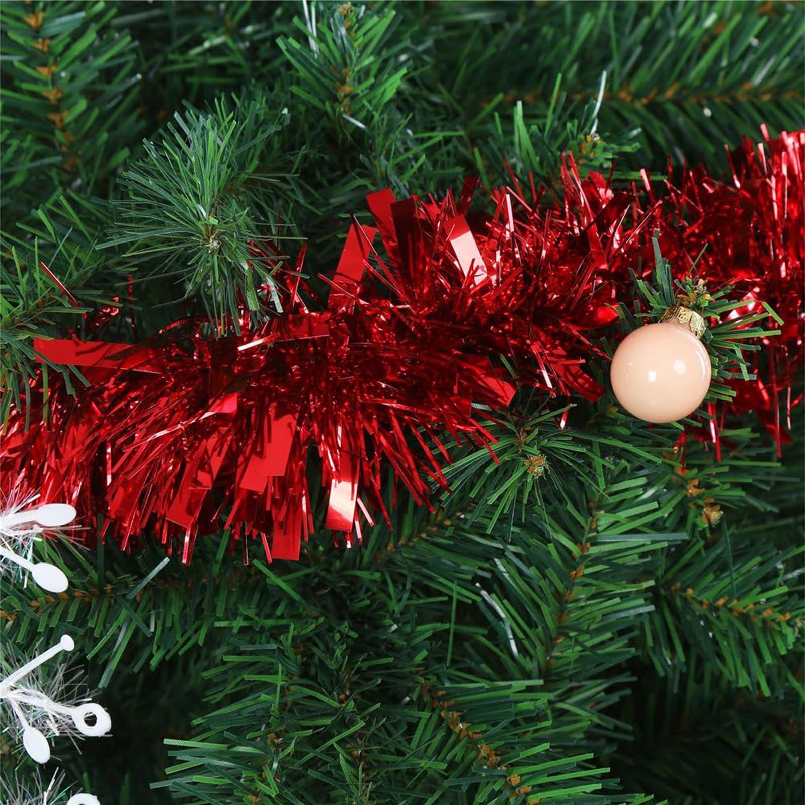Guirnalda de oropel rojo de 100 pies, guirnalda de oropel del 4 de julio, decoración metálica de oropel para árbol de Navidad, Año Nuevo, vacaciones, fiestas de cumpleaños (3.54 x 50 pies, rojo)