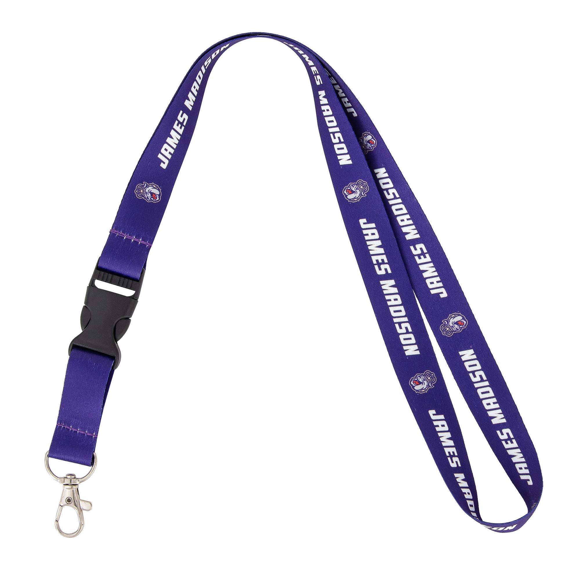 James Madison University JMU Dukes NCAA Car Keys ID Badge Holder Lanyard Keychain Detachable Breakaway Snap Buckle (Purple)