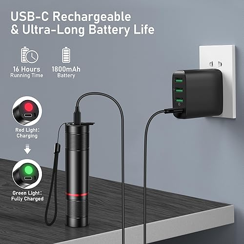 Miniatura 5 de Blukar Linterna recargable, linterna de alto lúmenes, linterna LED pequeña súper brillante - Con zoom, brillo ajustable, de larga duración para