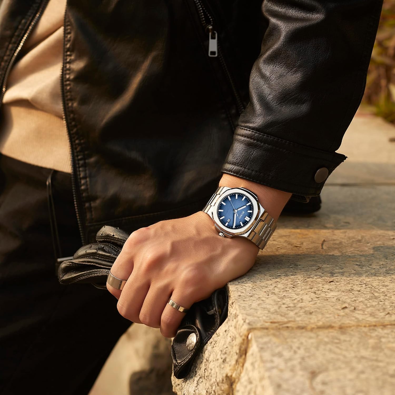 BUREI Men Watches Gifts for Men Fashion Stainless Steel Analog Quartz Waterproof Watches for Mens - Image 7