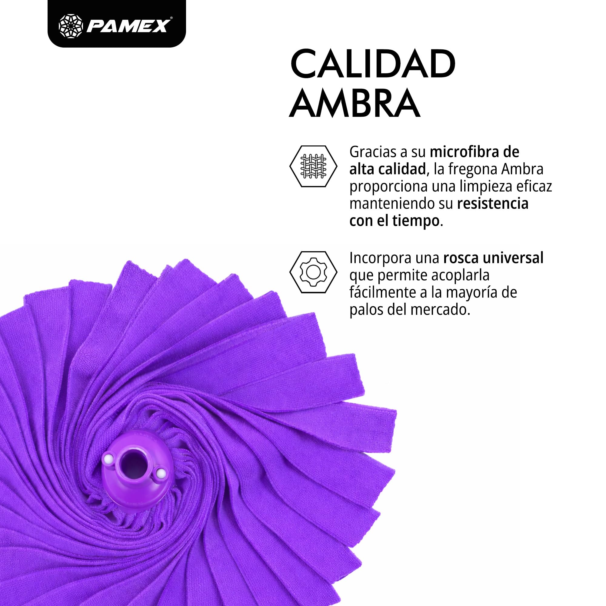 Pamex - Fregona Microfibra Tiras Ambra - 24 Unidades