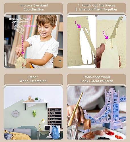 Paquete de sitios famosos desconcertados Esfinge, Puente de la Torre, Torre Eiffel, Taj Mahal y Templo del Cielo - Juegos de construcción de